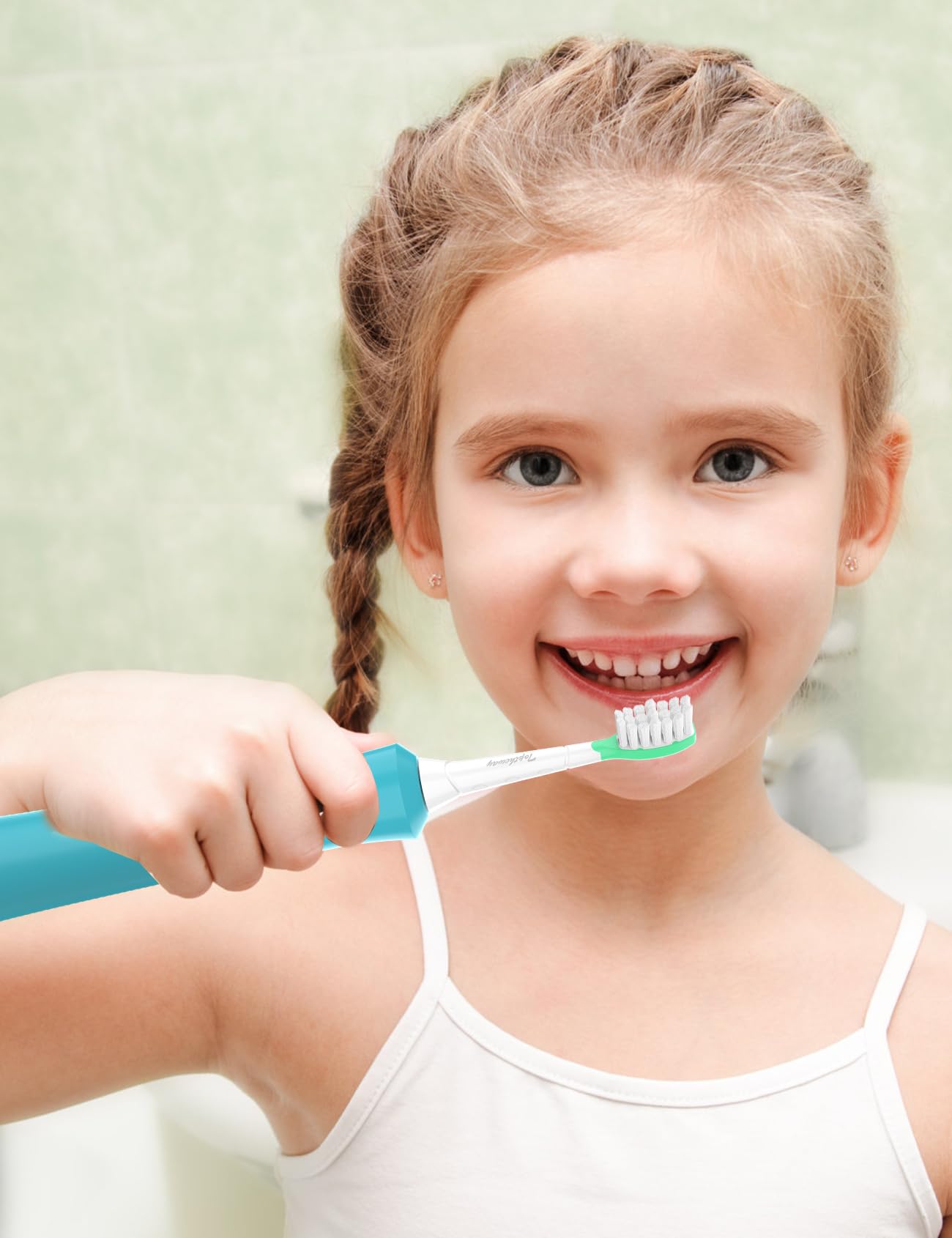 Toptheway Cabezales de repuesto para niños Philips Sonicare: Kids 7+ Cabezales de cepillo de dientes eléctrico sónico estándar, rosa y verde, paquete de 4