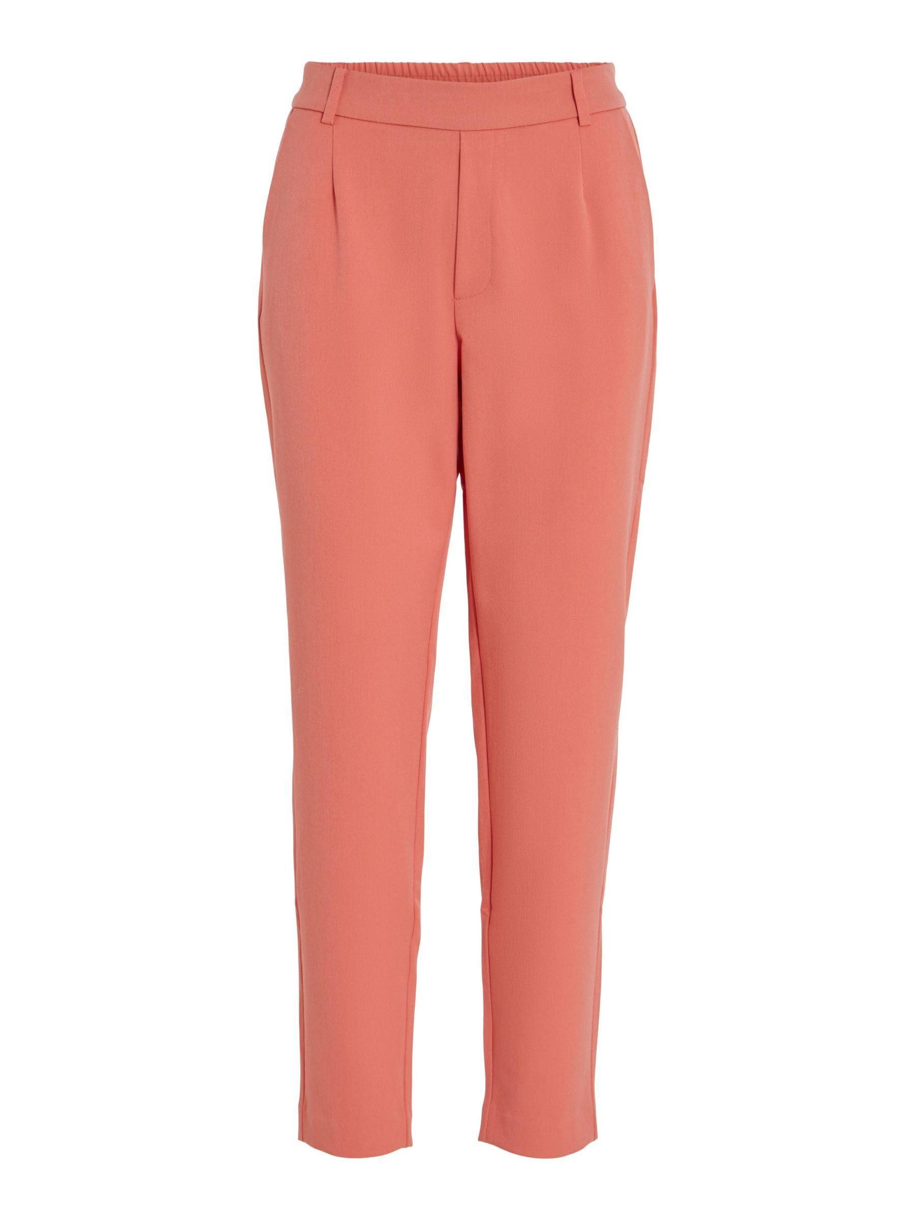 Vila VIVARONE Women's High Waist Trousers Slim Fit, Pink, 10