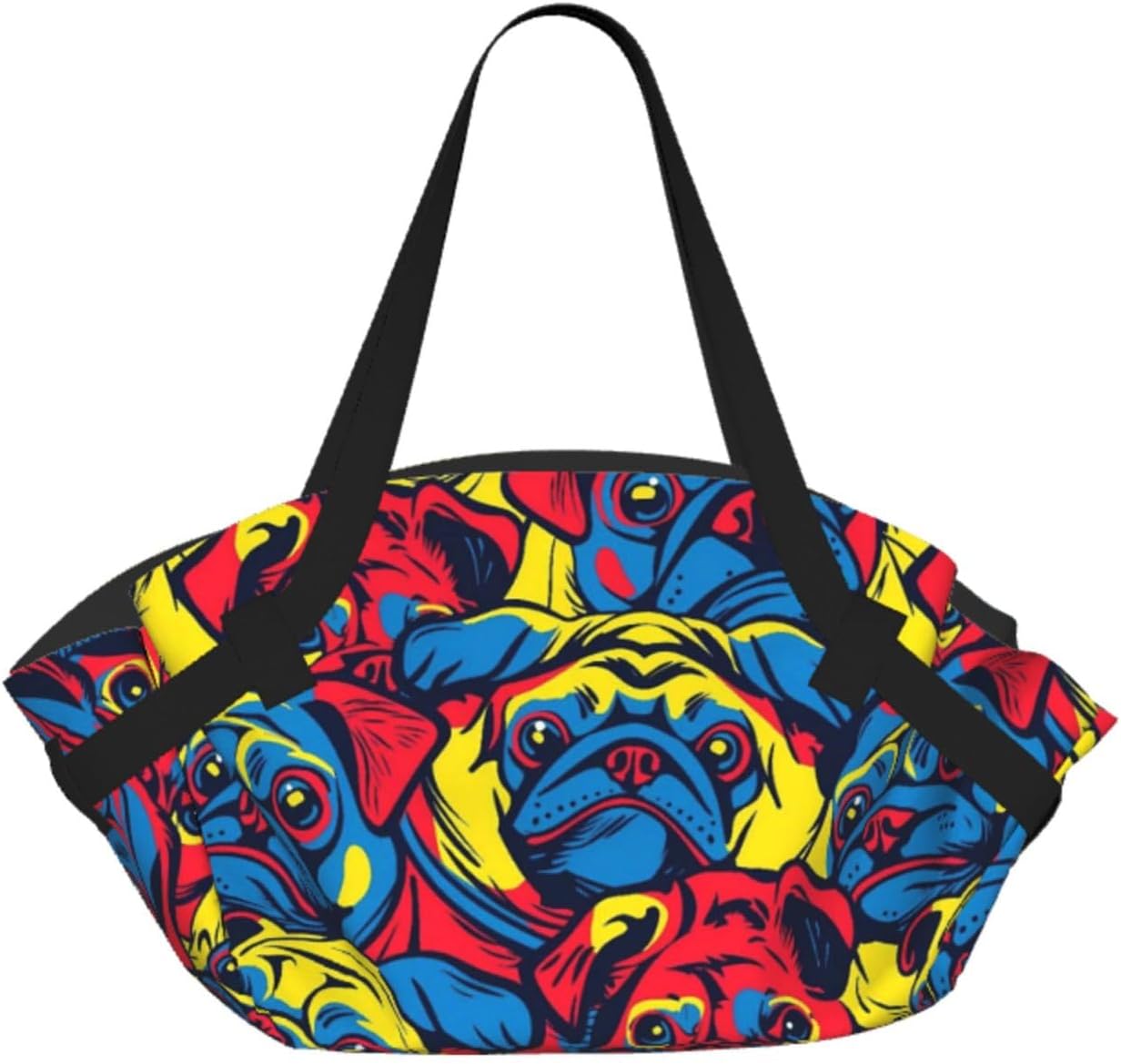 Funny Pug (2) Pattern Foldable Camping Tote Bag Picnic Blanket Bag Portable Beach Mat Tote Waterproof Outdoor Picnic Mat Carry Bag