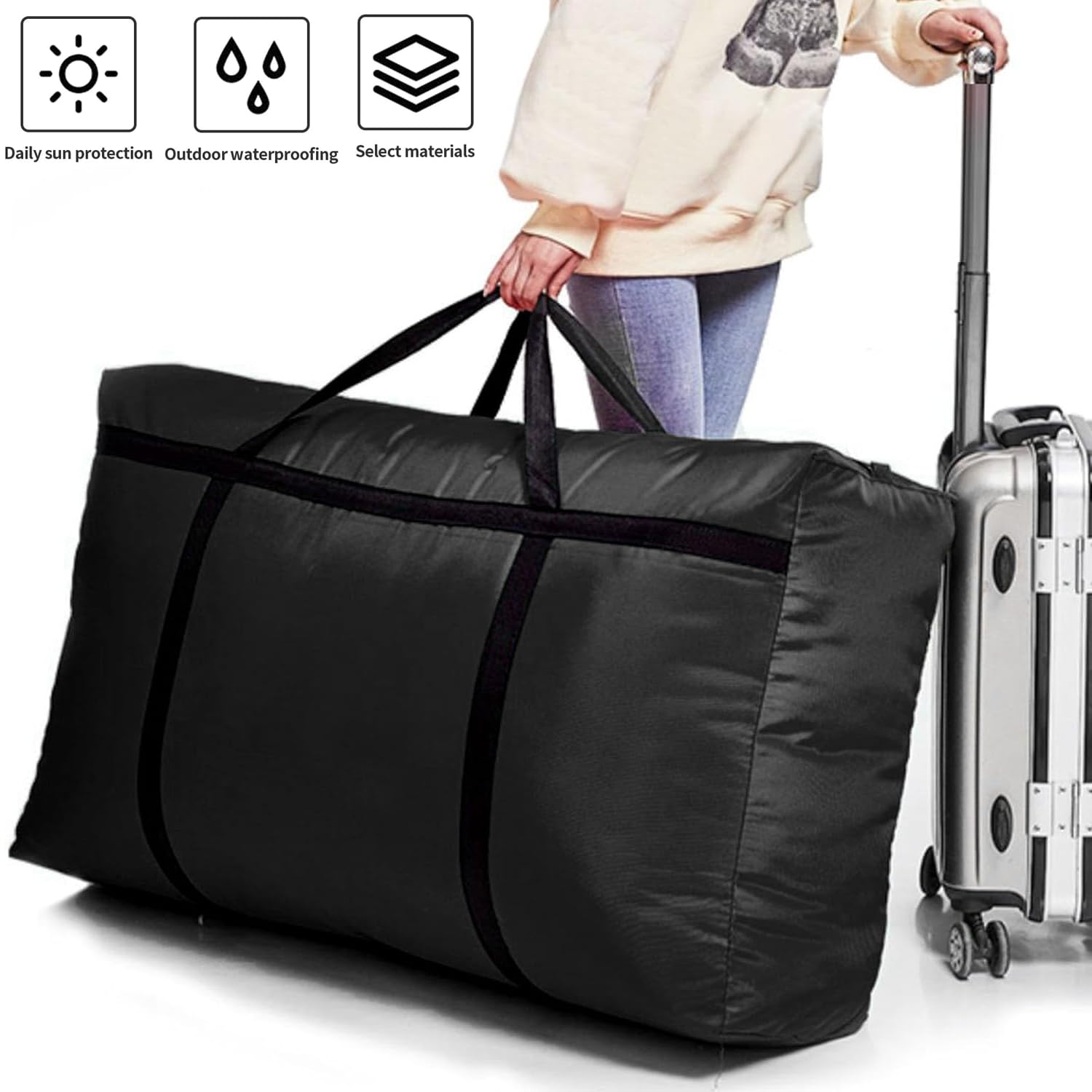 Janety Verdikte Grote Opbergtas met Handvat 600D Oxford Doek Bewegende Zak, Geschikt voor het Opbergen van Beddengoed, Dekbed, Speelgoed, Kleding (1 Stuk, 210L