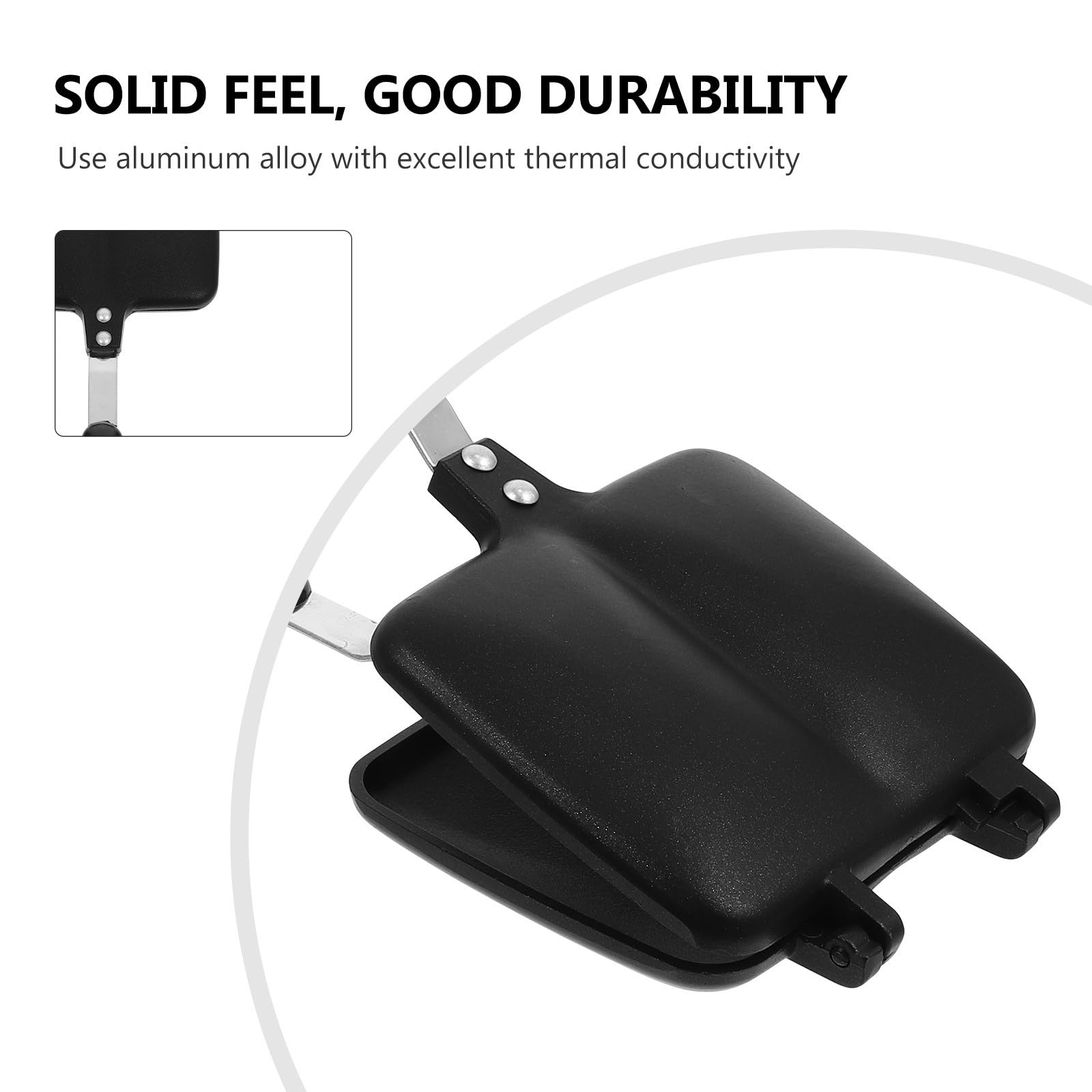 Kichvoe Sartén Sandwichera de Doble Cara Antiadherente y Fácil de Limpiar Molde para Sándwiches y Pan Tostado, Aluminio Negro para Hogar y Exteriores