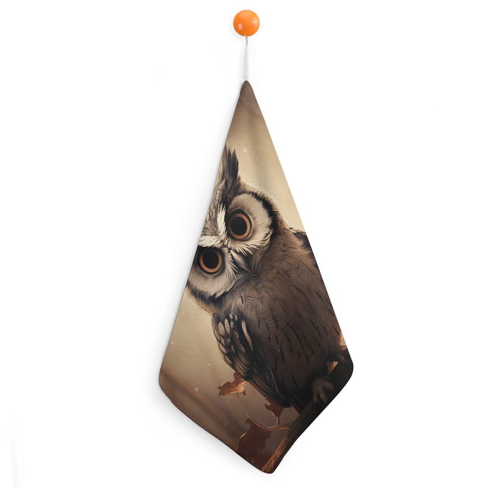 VstaDank Cute Owl Washcloth with Hanging Loop Quick Dry Microfiber Hand Towel Highly Absorbent Wash Cloth Reusable Makeup Remover Cloth Soft Feel Fingertip Towel for Bathroom