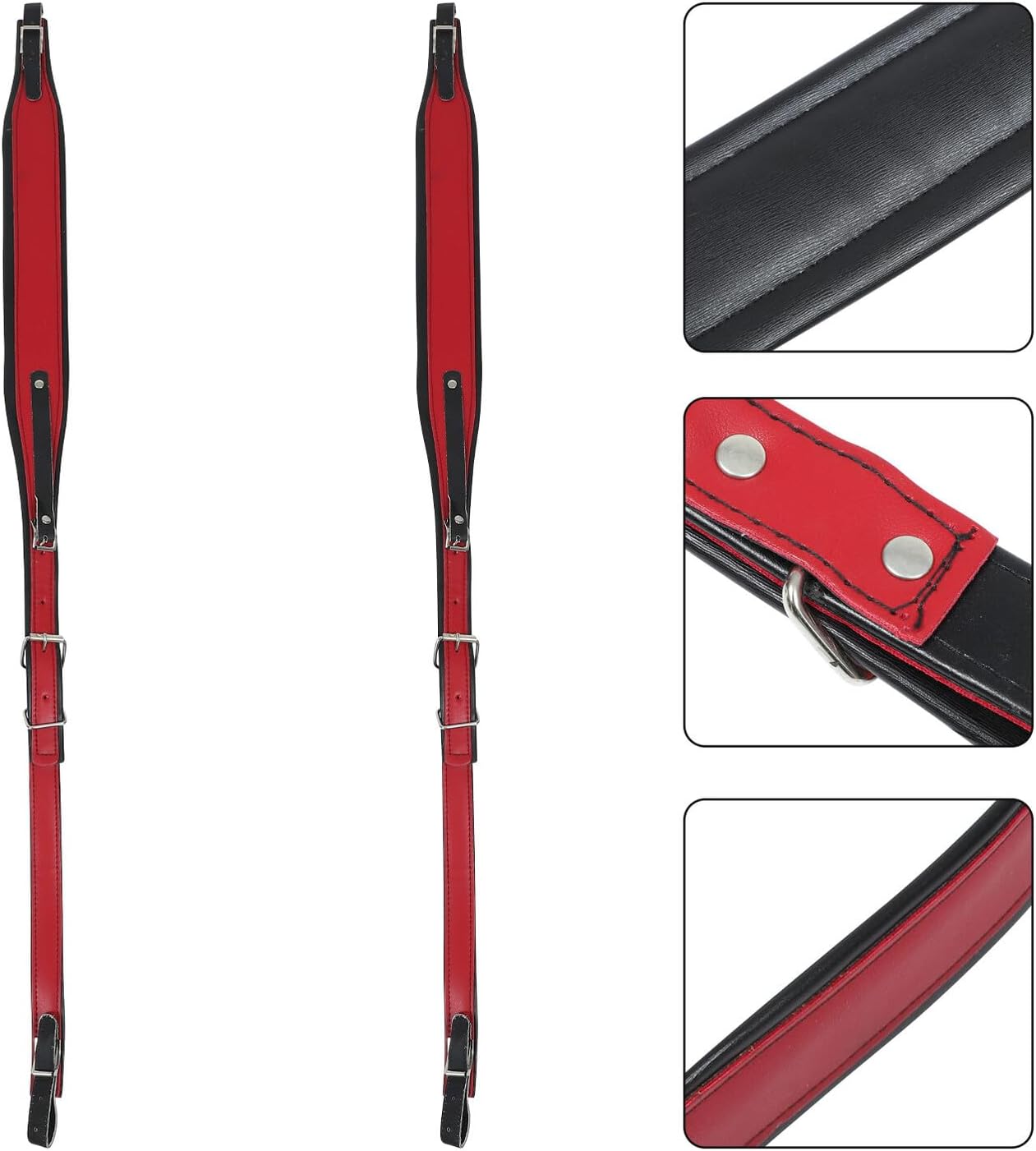 Artibetter Bass Accordion Strap, Adjustable Red Pu Shoulder Sling for 60-120 Bass Accordions, Padded Musical Instrument Harness for Adult Players