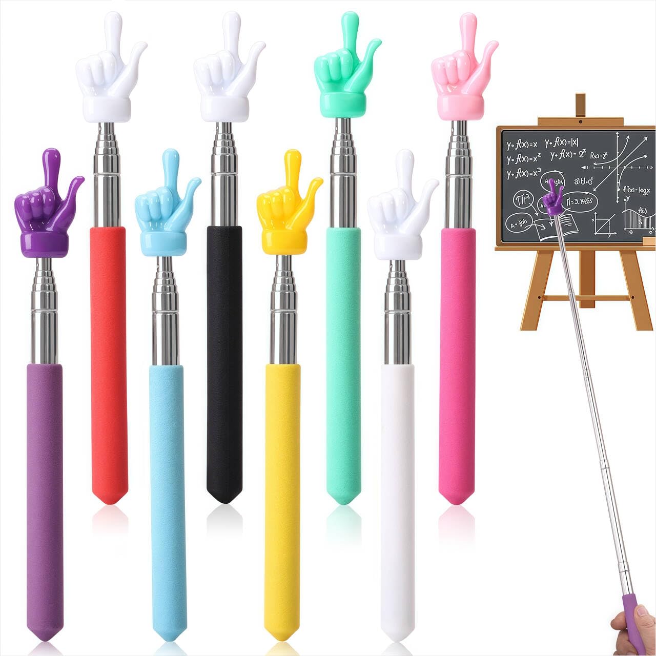 Pointeur Télescopique Rétractable 8 Pièces pour Enseignants Enfants Salle de Classe Conférences Démonstrations