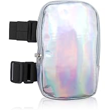 Holographic Thigh Bag with Adjustable Straps, Carnival Rave Leg Harness Bag, Silver Drop Leg Pouch Pack for Women Men Sport Travel Hiking Party Silver