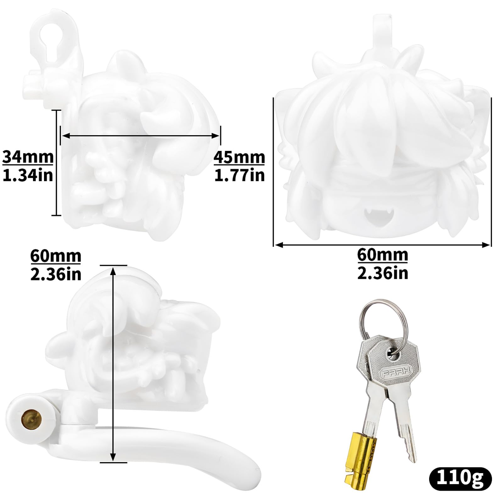 3D Harz SM Penis Bondage Cock Cage Anime-Stil Keuschheitskäfig Set für Herren mit 4 Penisringe Atmungsaktiver Keuschheitsgürtel Extrem Peniskäfig Sexspielzeug für Männer Chastity Cage