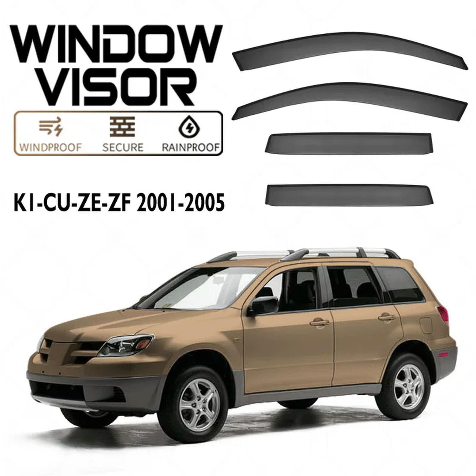 Osłony przeciwdeszczowe na szyby samochodowe,daszki,osłony okienne,osłony przeciwwietrzne,deflektory,osłony,Dla Montero Outlander 2001-2005