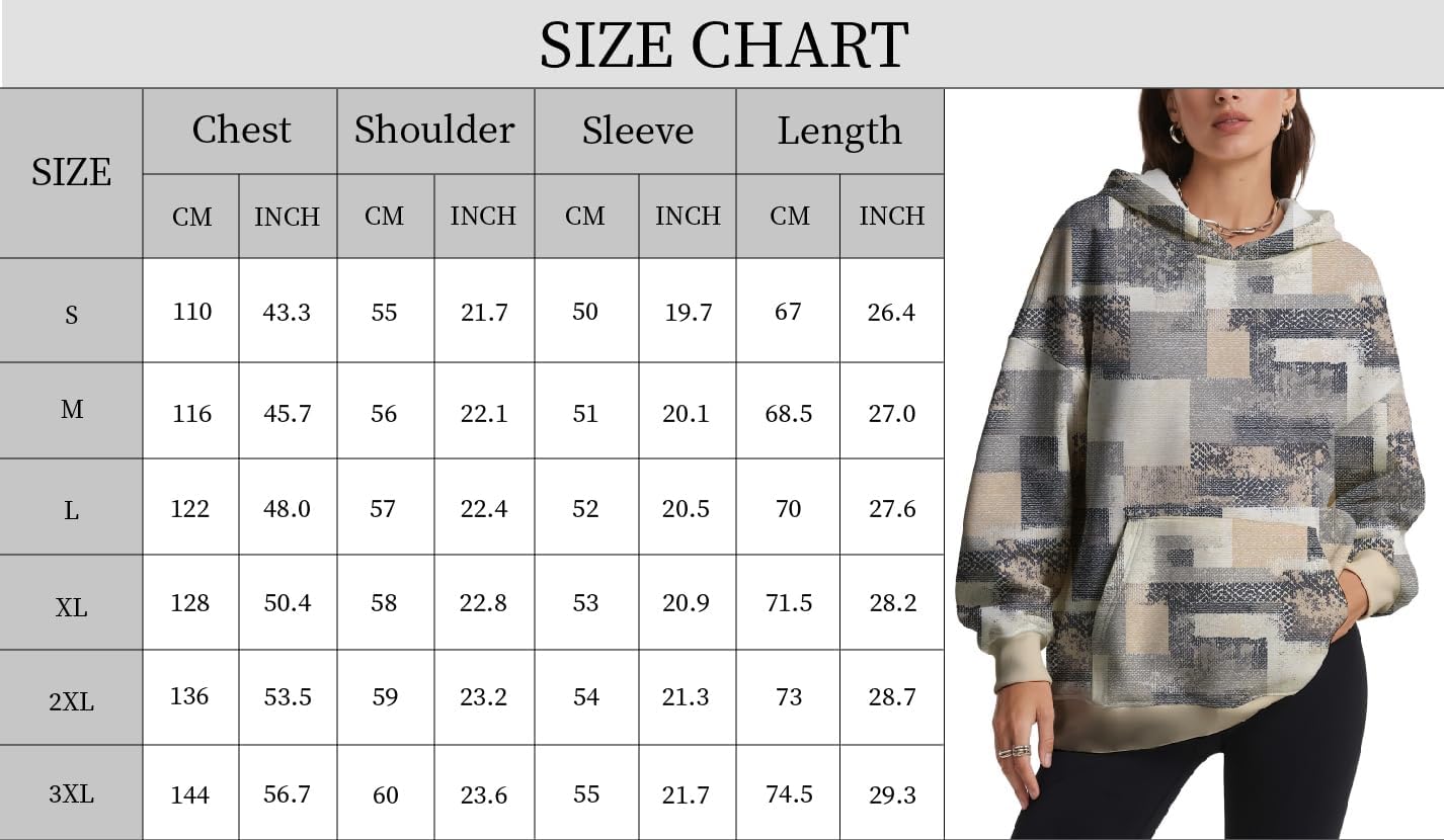 LOAIHA 2025 Fall and Winter New Women's Hooded Sweatshirt Printed Drop Shoulder Trend Fashion Loose Casual Warm Pullover
