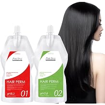 PureStyle Professional Hair Perm Straightening Cream Kit Softener + Fixer |Japanese Formula | 6-Month Long Lasting Keratin Hair Straightening Treatment | Frizz Control & Repair Damaged Hair