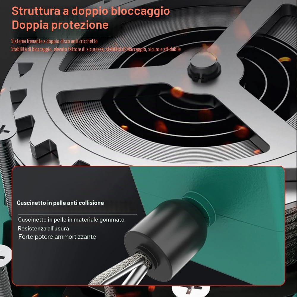 Lotvic Dispositivo Anticaduta Retrattile 10m, Anticaduta a Richiamo Automatico, Anticaduta di Tipo Retrattile, Dispositivo di Sicurezza Dell'altezza per Ponteggi e Tetti, Carico Massimo 150 kg