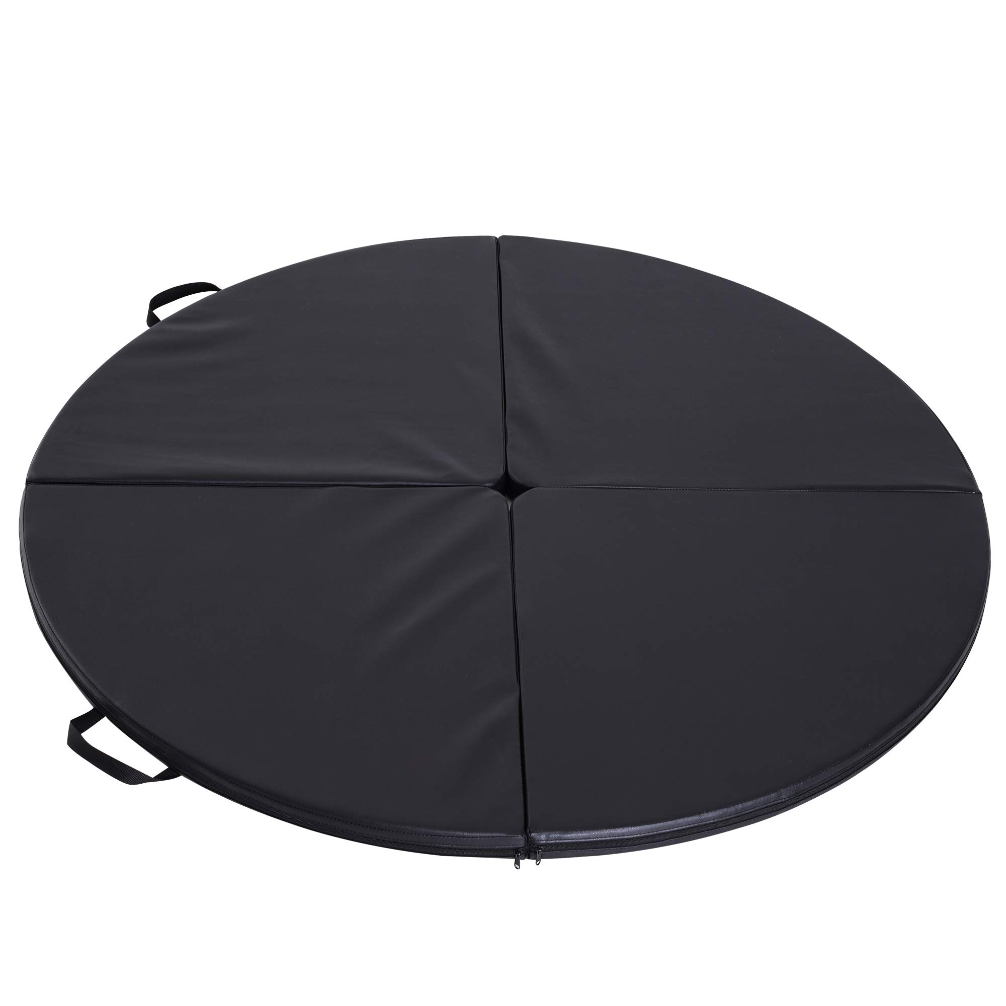 HOMCOM Tappeto per Pole Dance Ballo Ginnastica Antiscivolo Pieghevole per Casa Palestra in PVC EPE Nero Ф150x5cm