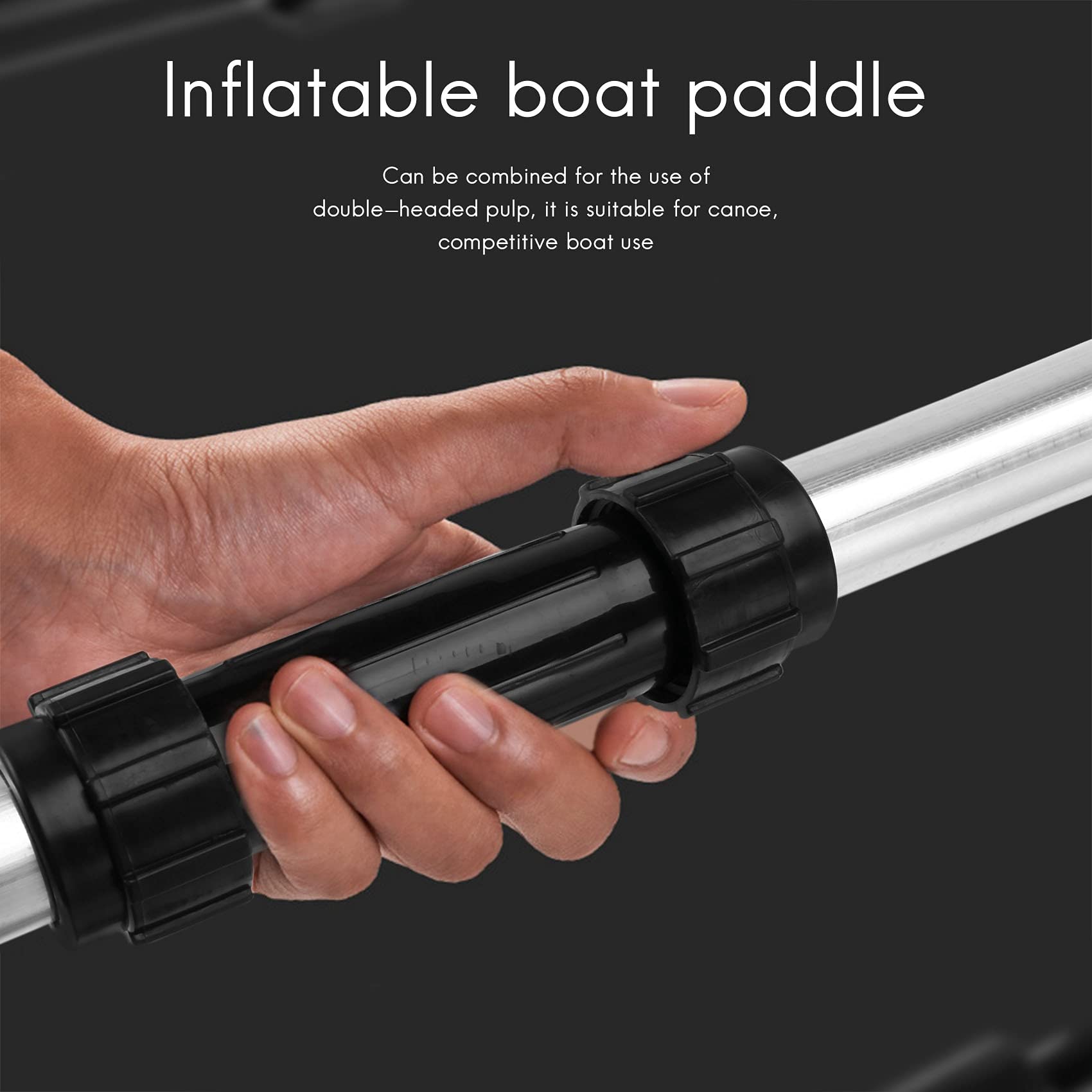 Lot de 2 pagaies de canoë réglables et amovibles en aluminium pour bateau, kayak (noir, 126-136 cm)