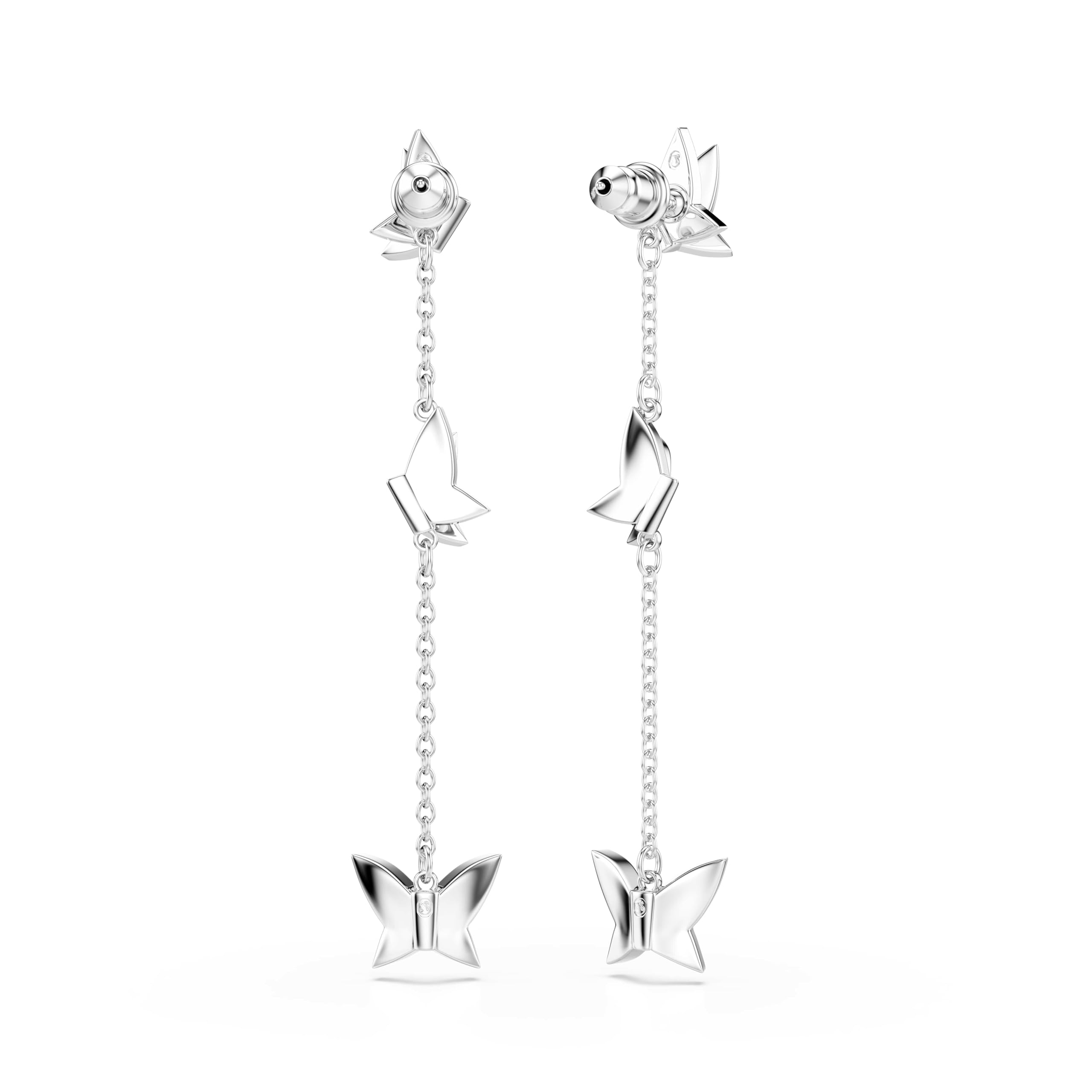 Swarovski Idyllia Orecchini, Taglio Rotondo, Farfalla, Viola, Placcato Rodio
