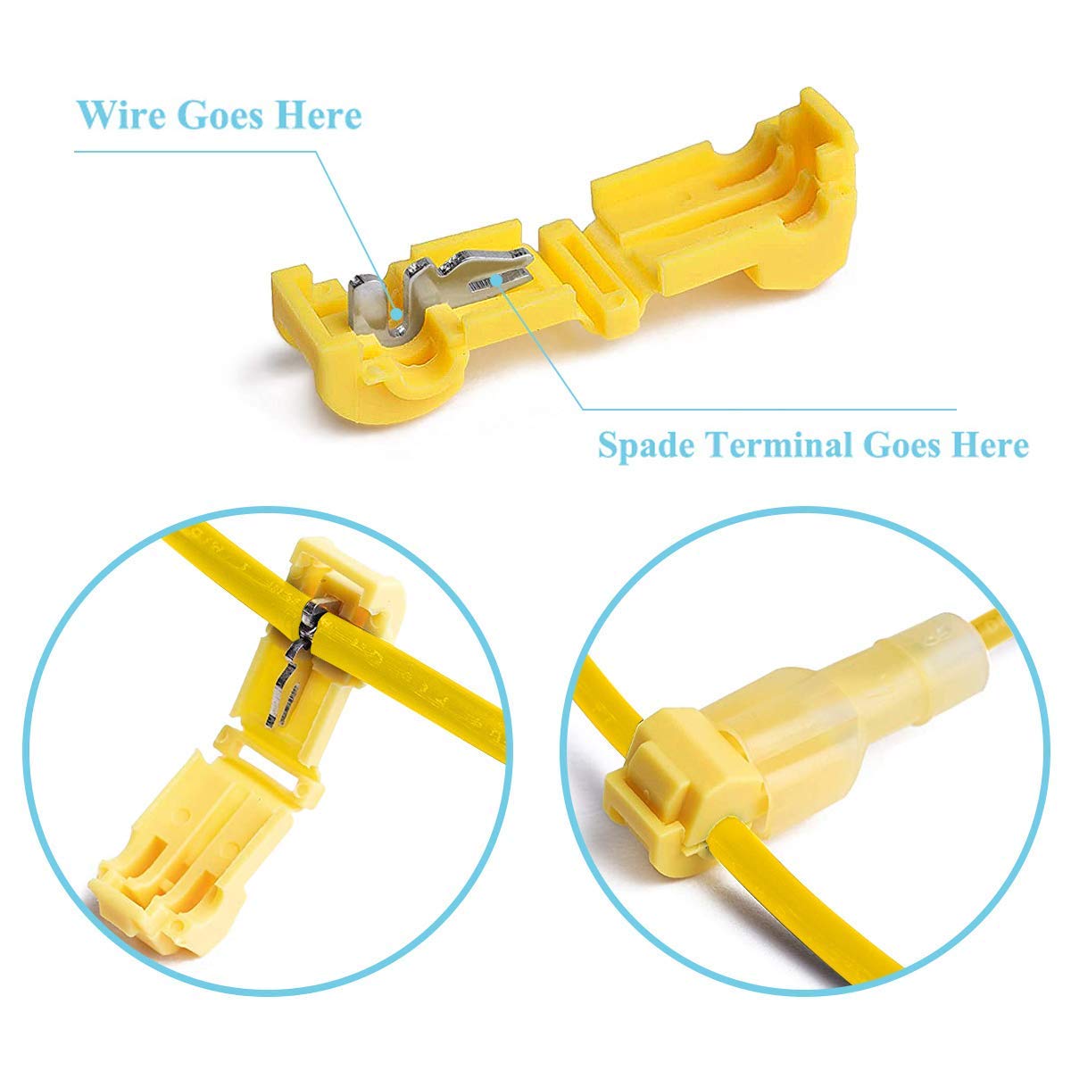 Qibaok 360 PCS T-Tap Wire Connectors Self-Stripping Quick Splice Electrical Terminals and Nylon Insulated Male Quick Disconnect Spade Terminals Kit