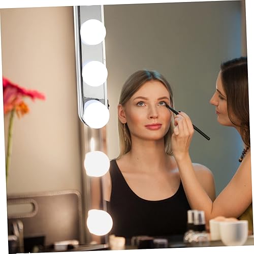 Miniatura 4 de Espejo de tocador de maquillaje, 12.3 x 2.7 x 2.7 in, blanco, luz LED, funciona con pilas, portátil, instalación de ventosa, material ABS