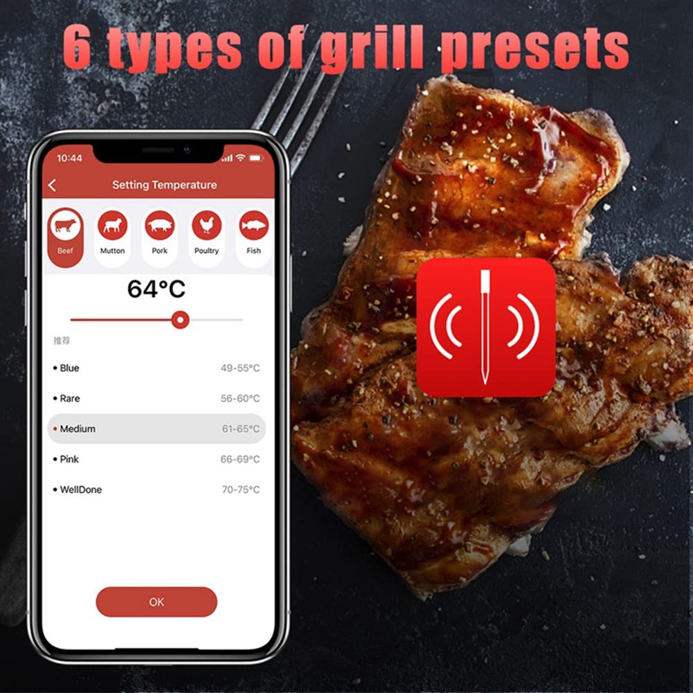 Kabelloses Fleischthermometer BBQ Barbecue Smoker Kochen Essen Digital Bluetooth Thermometer Tolles Geschenk