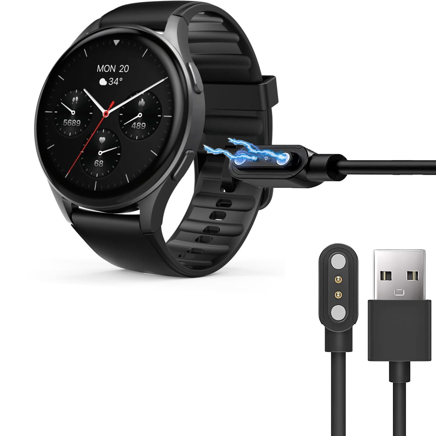 Caricabatterie Da Tavolo Per Hama Smartwatch, Cavo USB 1m, Base Antiscivolo, Compatibile Con Modelli 8900, 7000, 6010, 5010