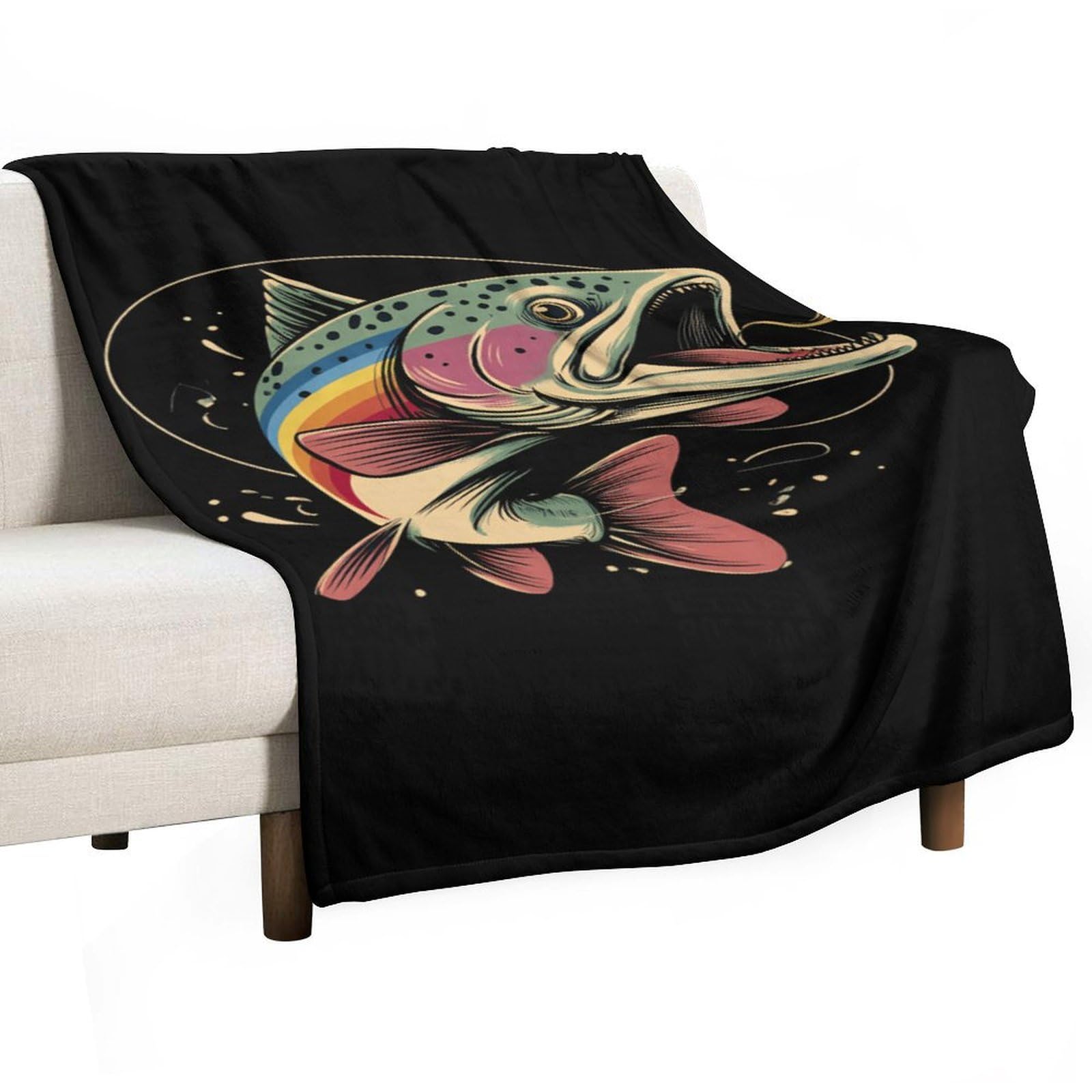 Cgsbngha Style Largemouth Bass Rainbow Trout Flannel Fleece Blanket Lightweight Soft Throw Blankets For Sofa Couch Bed Chair