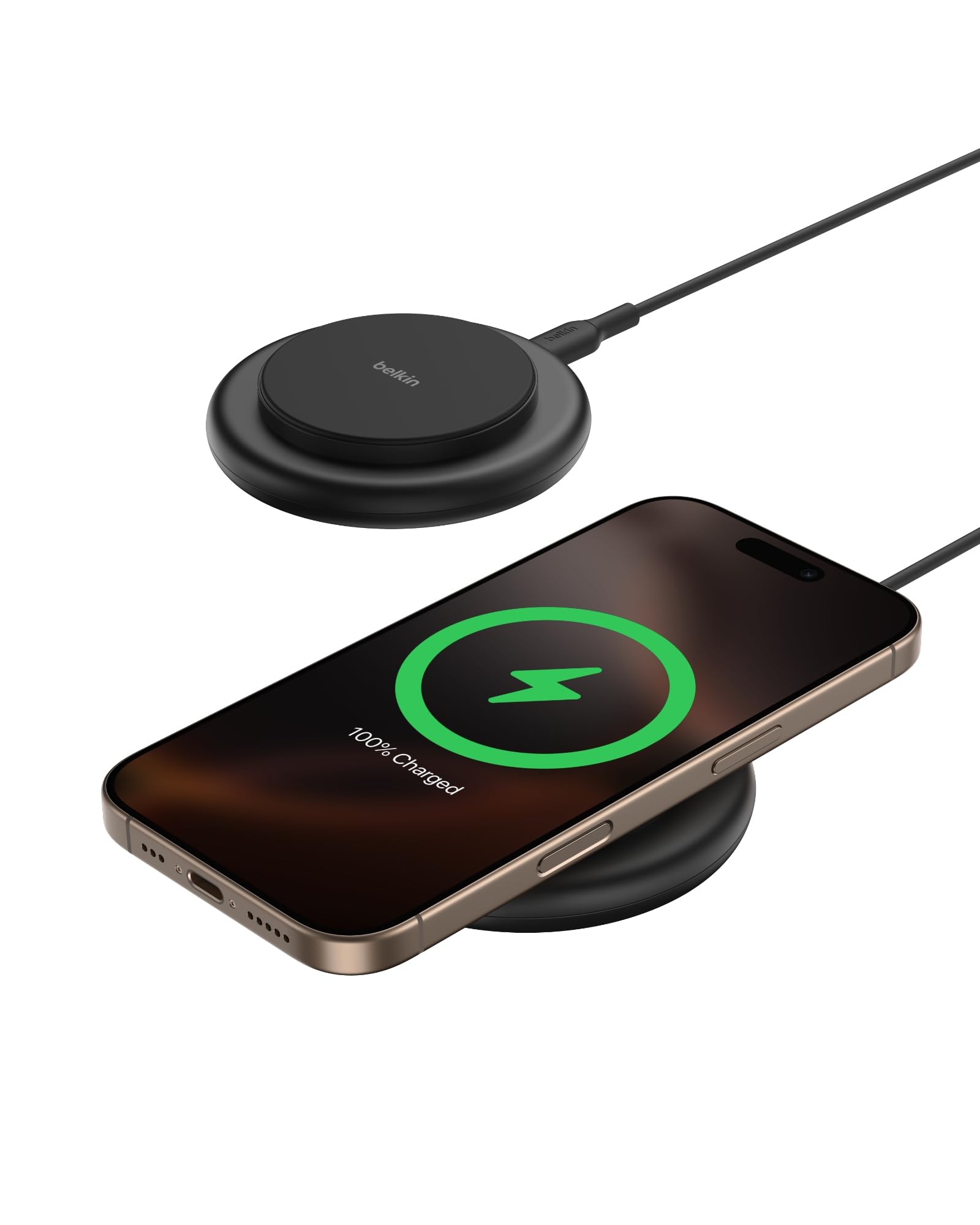 Belkin Magnetic Wireless Charging Pad 15W - MagSafe-Compatible Qi2-Certified Wireless Charging Station, iPhone Charger for Apple iPhone 16, 15, 14, AirPods w/Non-Slip Base, No PSU - Black (2-Pack)