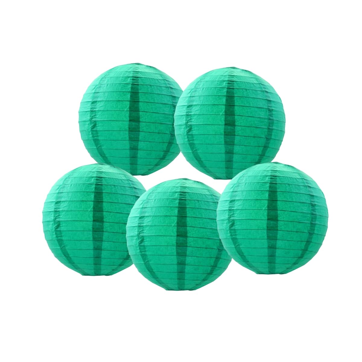 SrchJoy Paper Lanterns Pack of 5 Chinese Wedding Paper Lantern lampshade Lights Round Hanging Lantern for Birthday Party Decorations (Teal, 5 Pcs - 8" (20cm))