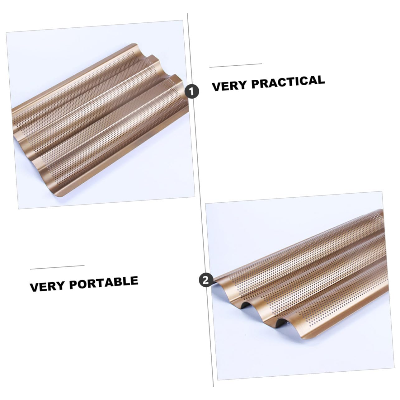 2 pièces Moule à Antiadhésif Compartiments Perforé Acier Alimentaire pour Baguettes Accessoire Pratique de Cuisson Lot pour Usage Domestique et Professionnel