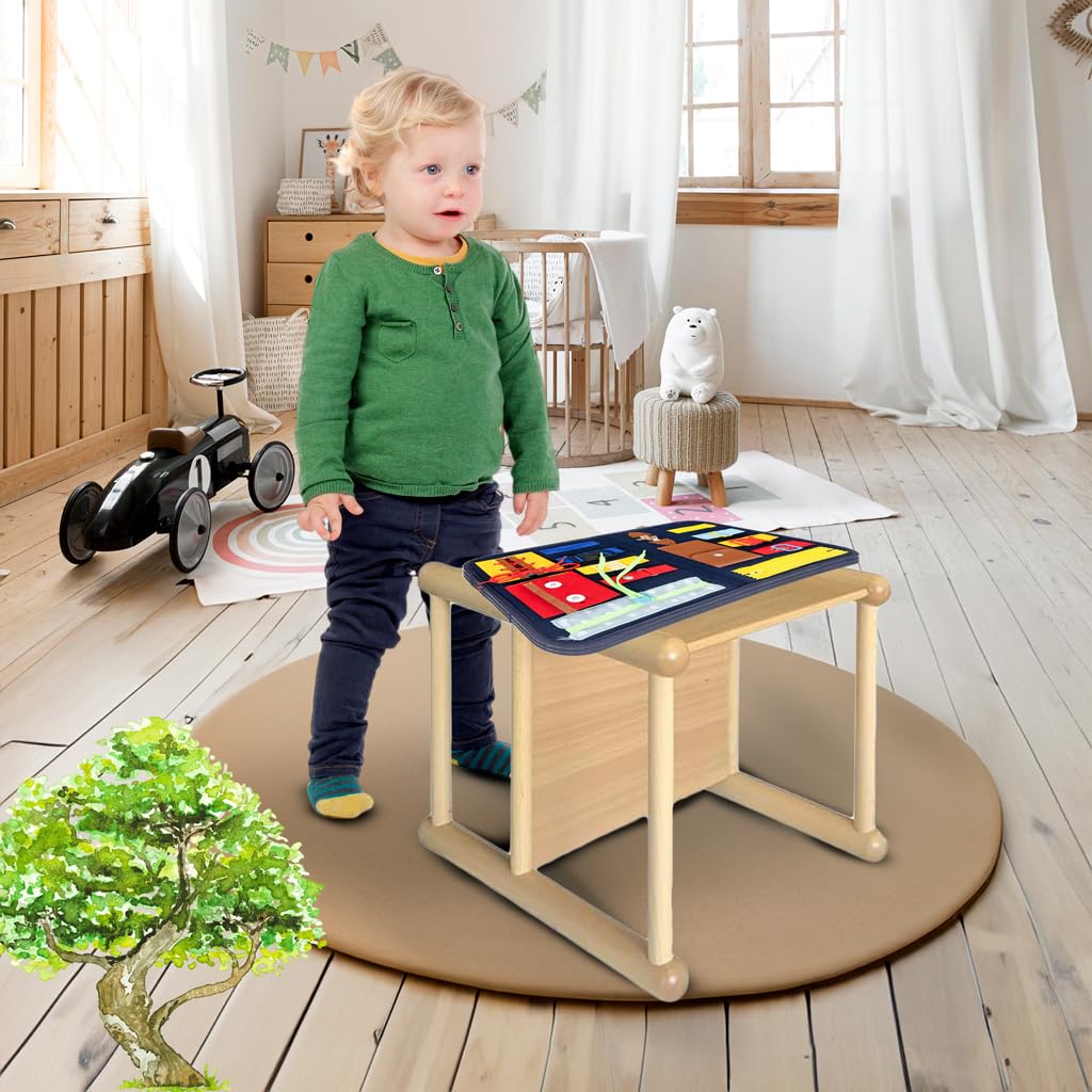 Sedia pluriuso Montessori in legno di faggio, per bambini da 1 a 3 anni - 3 in 1: sedia, tavolino o sgabello, made in Italy + Valigetta sensoriale in OMAGGIO!