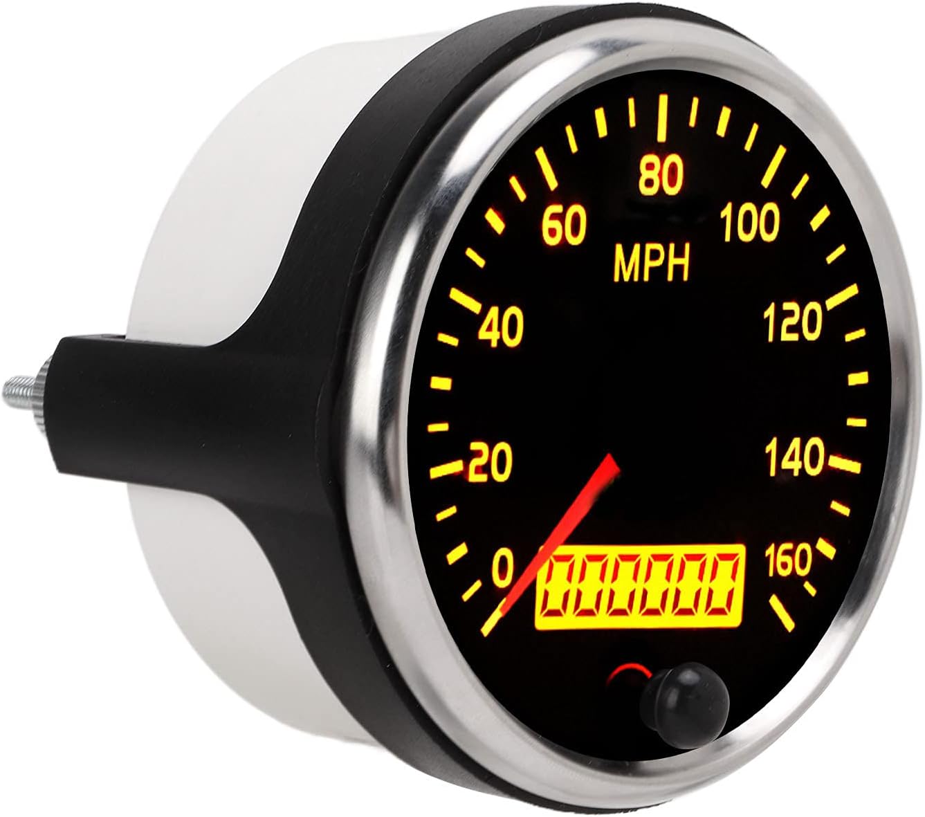 Acouto 85mm Speedometer 3.3in 12V/24V 0‑160MPH Speedometer Speed Gauge LCD Display with White Amber Backlight for Car Truck Boat