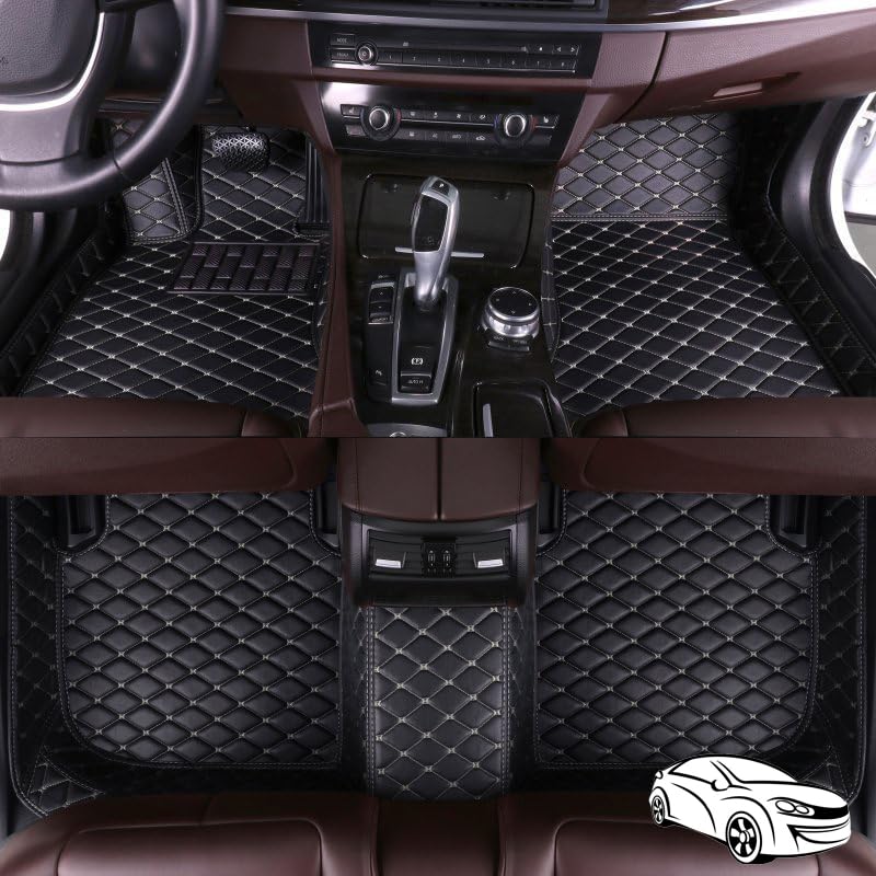 Alfombrillas de Coche Personalizadas para Toyota CH-R 2016-2020 LHD, Alfombrillas de Moqueta Antideslizantes Resistentes Accesorios para Coche,Black-Beige