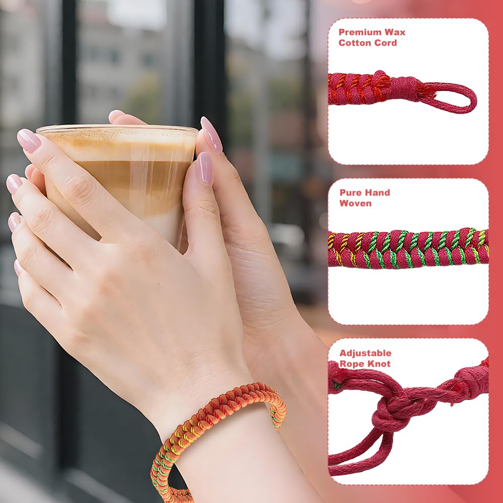 Pummny 10 Pezzi Bracciale Amicizia Arcobaleno, Intrecciato Regolabile - Bracciali per Bambini, Donne e Uomini, Cavigliera Bohème da Polso