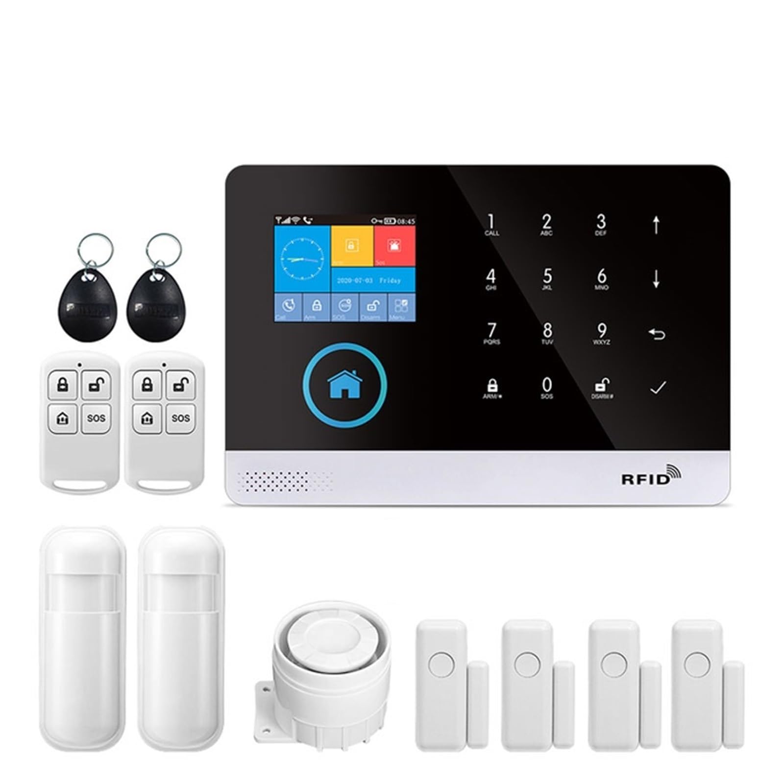 Sistema di Allarme di Sicurezza Domestica, di Allarme for la Sicurezza antifurto Domestica 433 MHz gsm Allarme Wireless Tuya Smart House App Control(Set 4)