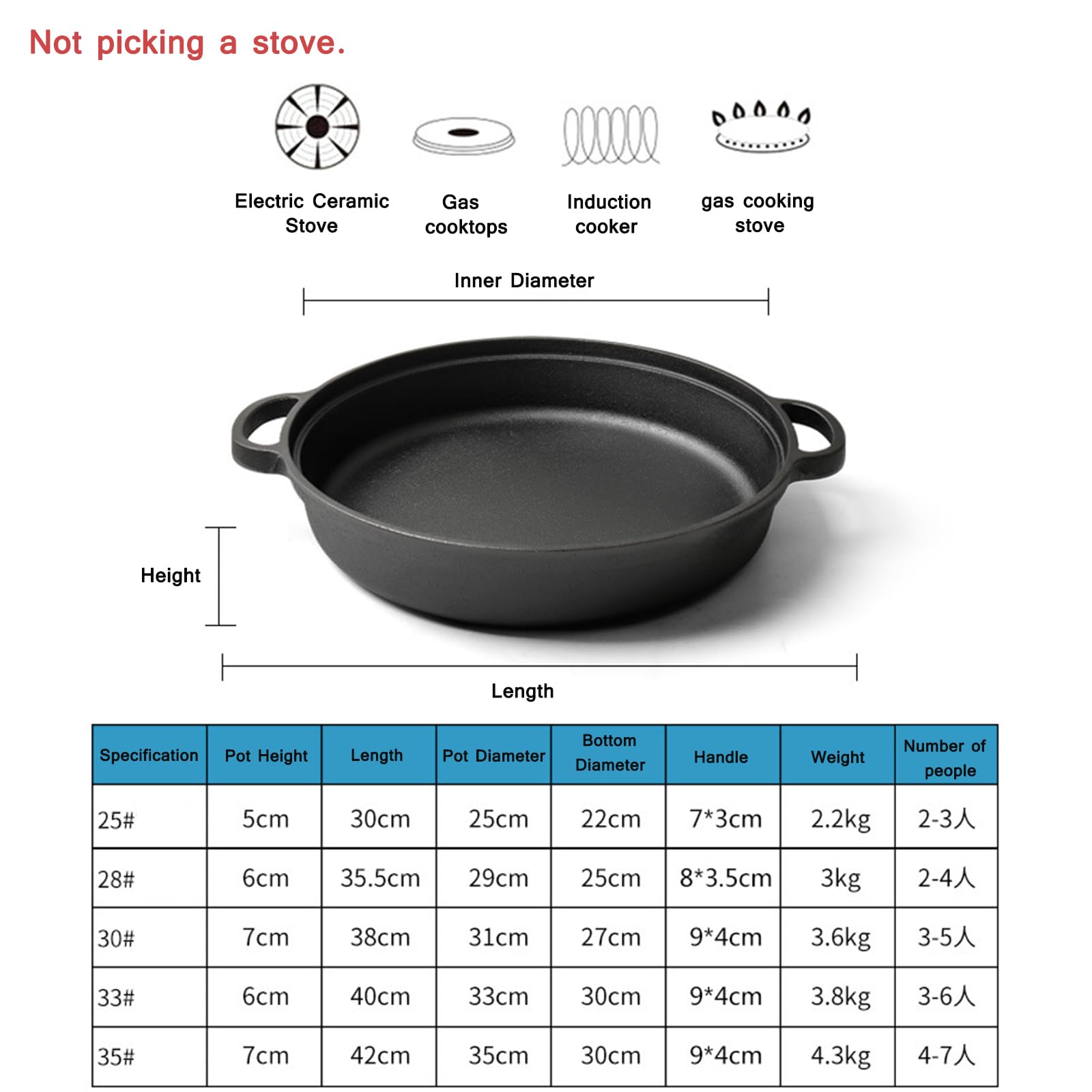 SVRITE Patelnia wok żeliwna 25/28/30/33/35 cm z płaskim dnem z drewnianym uchwytem i pokrywką, nieprzywierająca powierzchnia do smażenia, smażenia, grillowania, nadaje się na kuchenkę i piekarnik (25