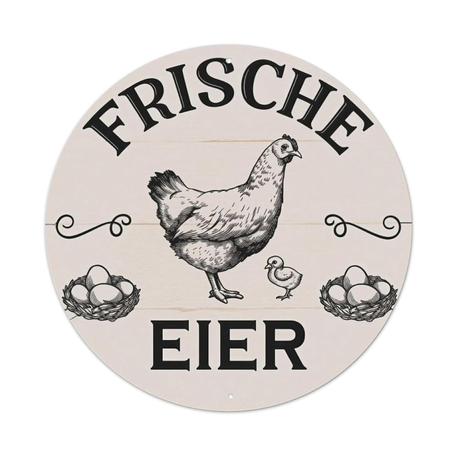 Fresh Eggs Chicken Eggs Nest Metal Tin Sign