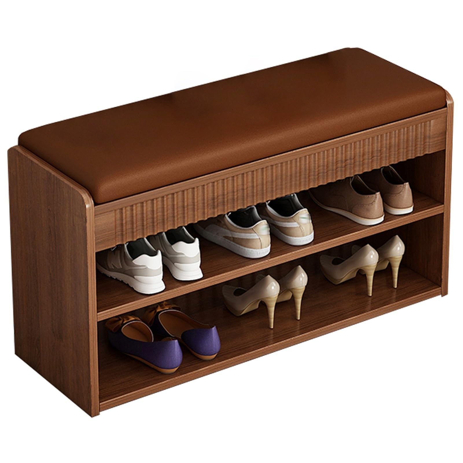 Meuble de rangement 2 en 1 marron compact pour organiser les chaussures d'entrée