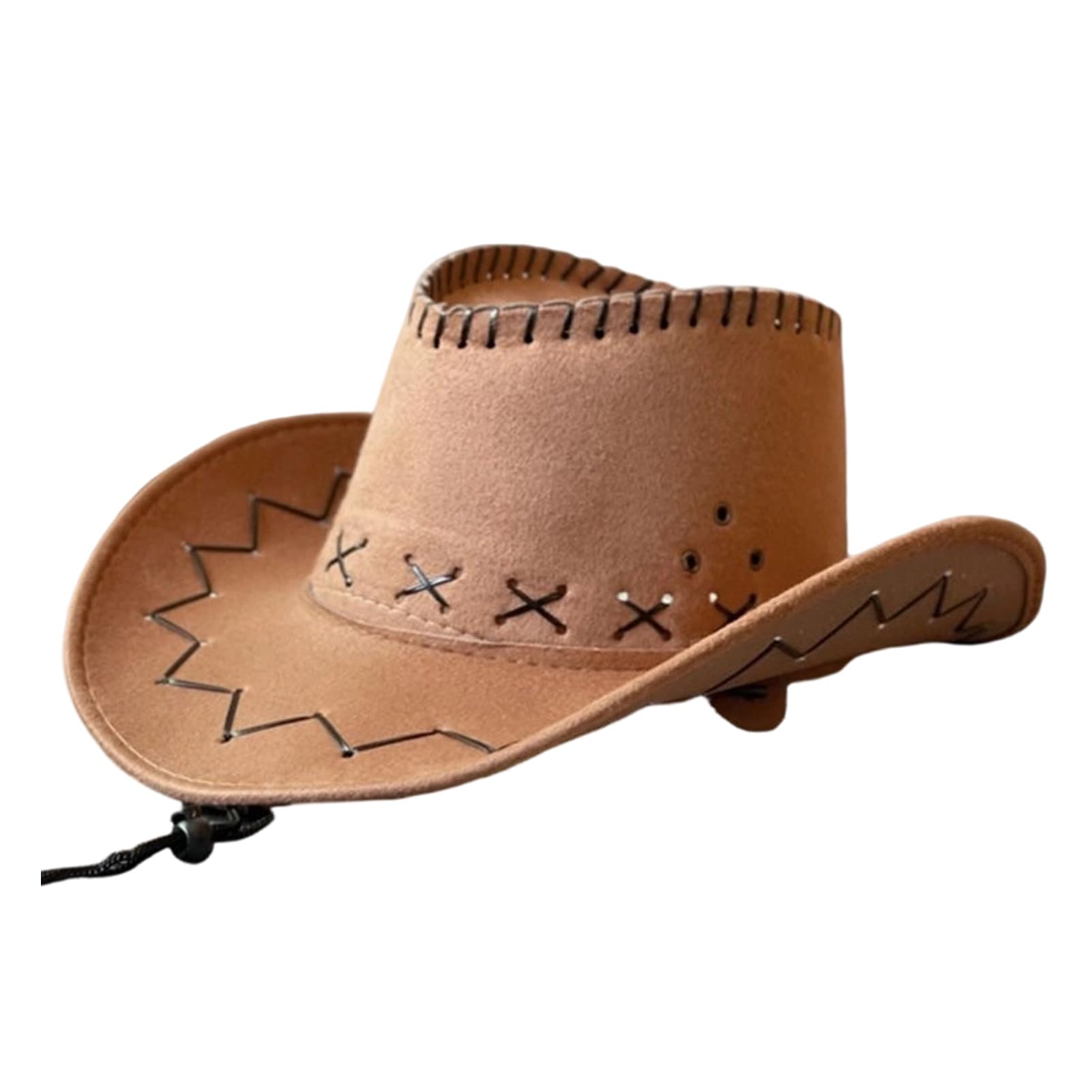 matumou Western Cowboy Hat, Soft Suede Wide Brim Hat, Outdoor Camping Hat for Men Women, Outdoor Sunshade Fisherman Hat with Adjustable