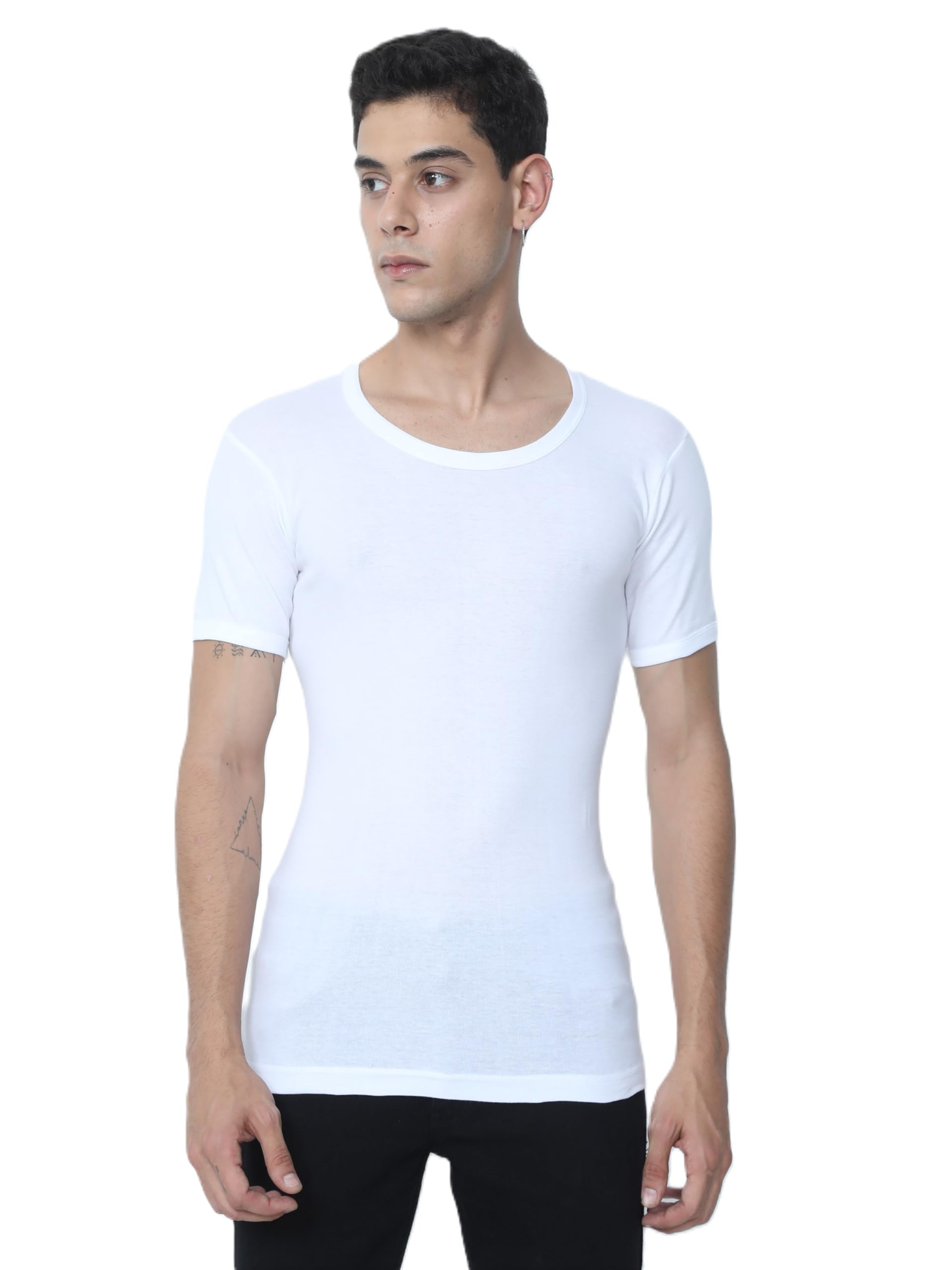 OSCAR JEANSPack of 1 Premium Organic 100% Cotton Super Combed Men's Vest Short Sleeve Tee Inners Soft Breathable