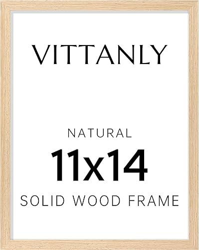 Vittanly Marco de fotos de 11 x 14 pulgadas, marco de madera maciza con plexiglás, incluye paspartú de 8 x 10 pulgadas, para colgar en la pared para