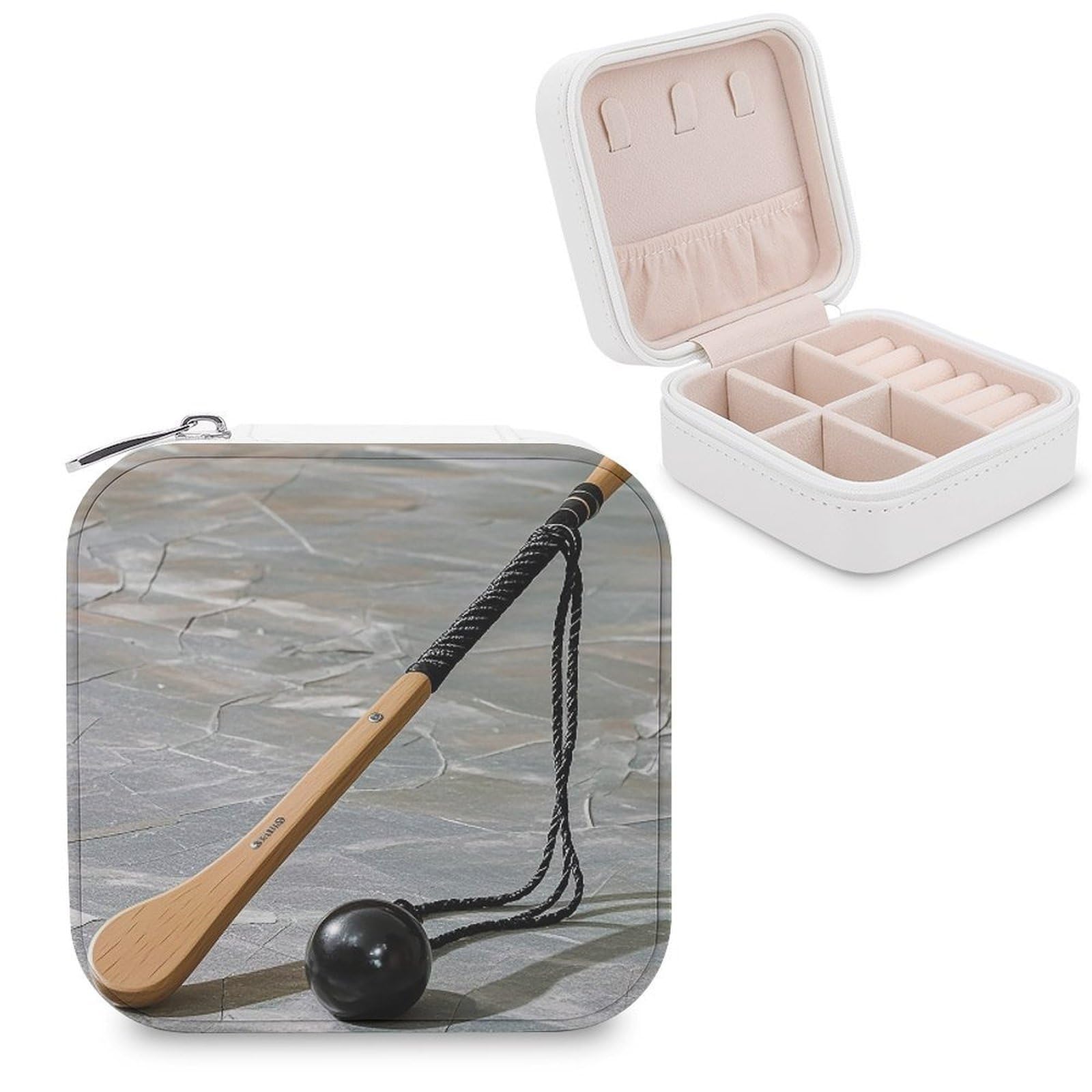 LZQPOEAS Hockey Stick Jewelry Box Mini Jewelry Travel Case Trendy Stuff Ring Box Custom PU Leather Jewelry Boxes Portable Jewelry Case Earring Storage Organizer for Girls Women