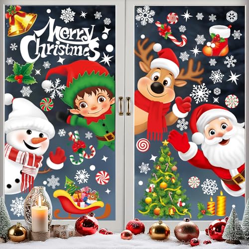 Fensterbilder Weihnachten, 268 Stück Fensteraufkleber Selbstklebend...