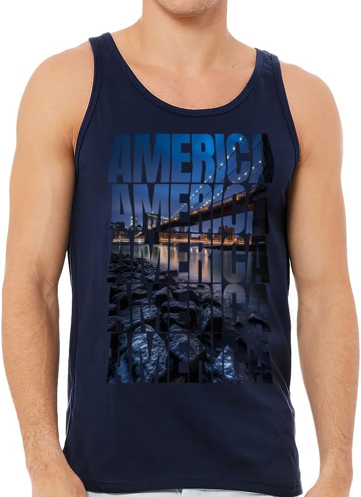 America Tank - Brooklyn Bridge Workout Tank - New York Jersey Tank