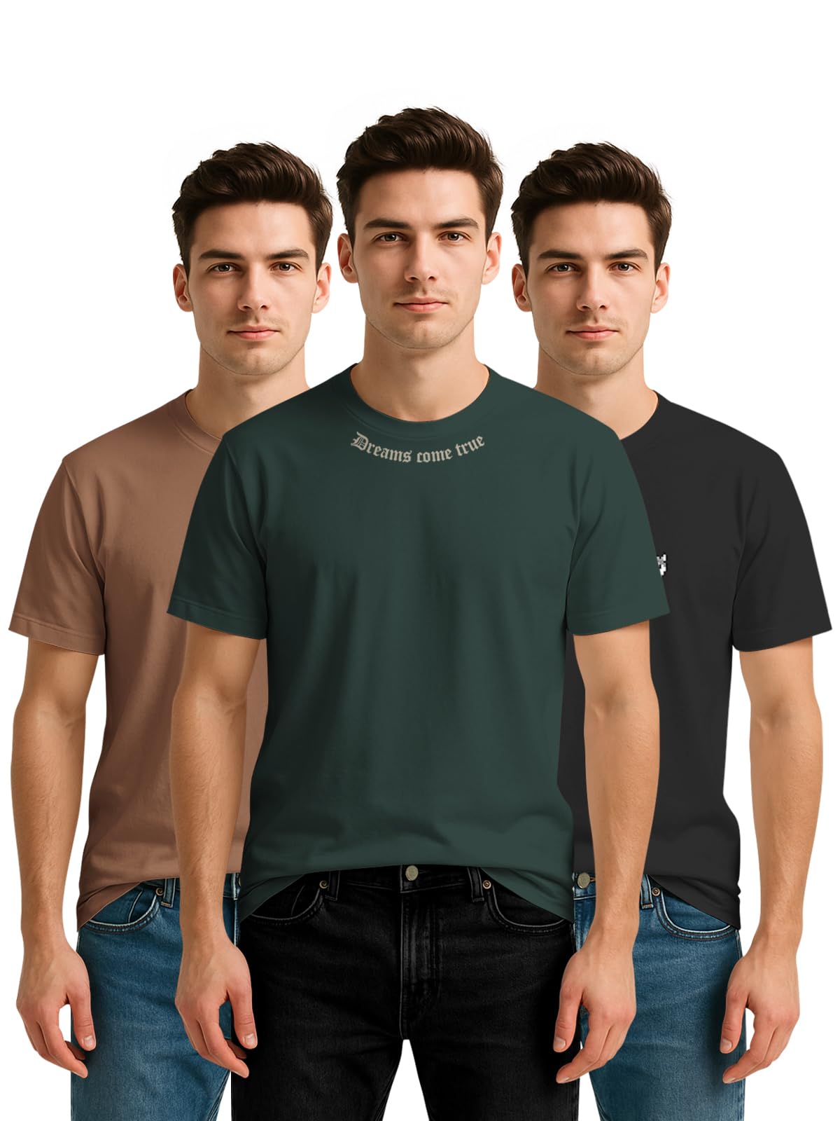 BULLMER Trendy Printed Round Neck Half Sleeve Tshirt for Men | Mens Crew Neck Tshirt - Pack of 2