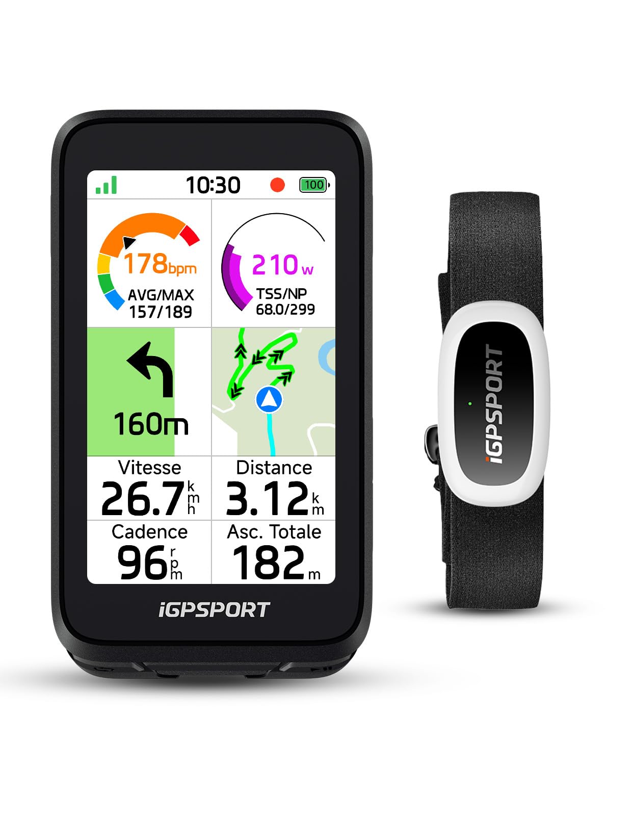 iGPSPORT BiNavi Air Compteur Velo sans Fil et HR50 Cardiofrequencemetre Ceinture Cardio