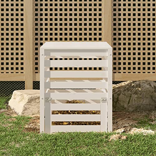 Xichuzi Compostador de Madera Maciza de Pino Blanco 63,5x63,5x77,5 cm, Compostadora Organica Jardin, Vermicompostador, Composteras Huerto, Compostera Domestica