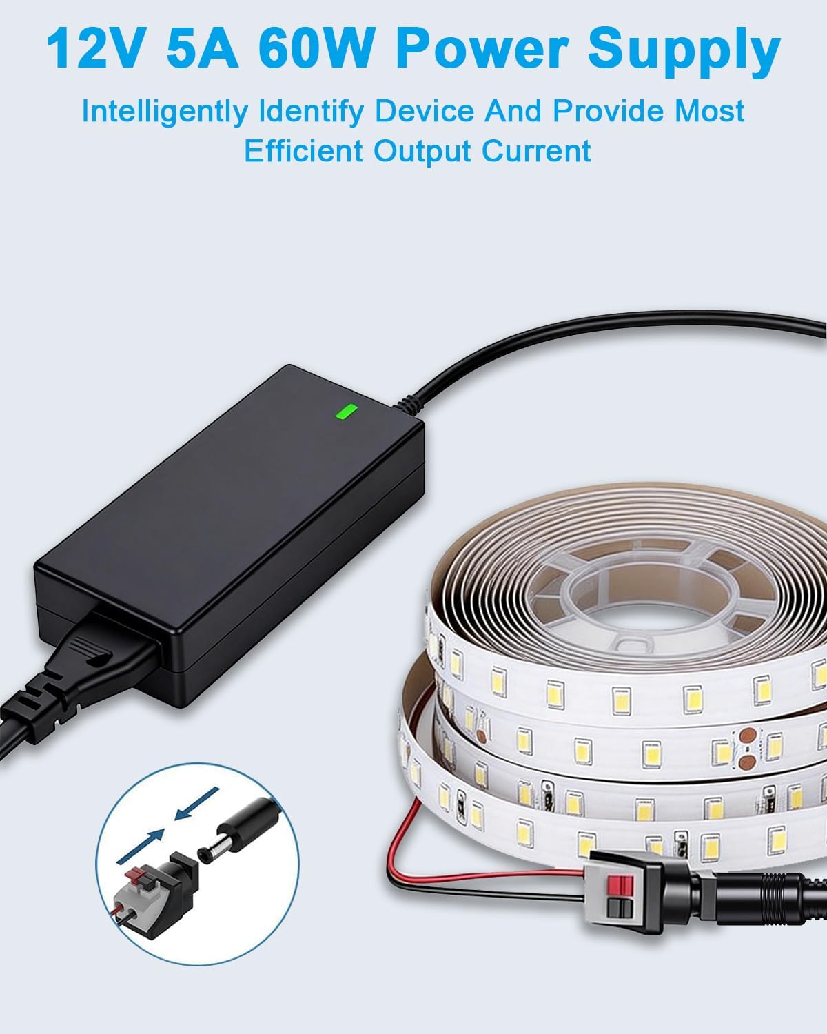 Netzteil 12V 5A 60W für LED Streifen, LED Lichtleiste, Monitor, TV DVD, NAS - Analyse des détails et conception