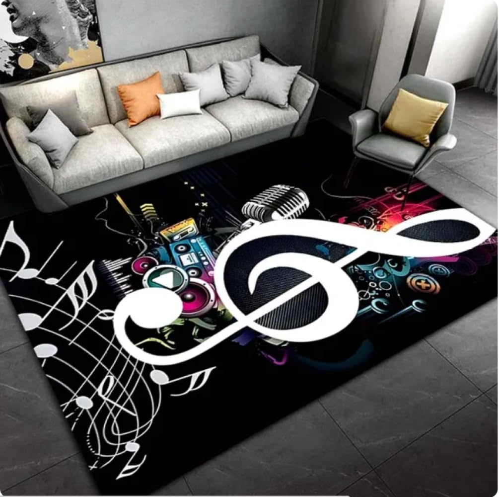 Nota Musical Música Arte Área Alfombra Alfombra para Sala De Estar Dormitorio Habitación Felpudo Decoración del Hogar Alfombrilla Antideslizante Infantil 80X150Cm