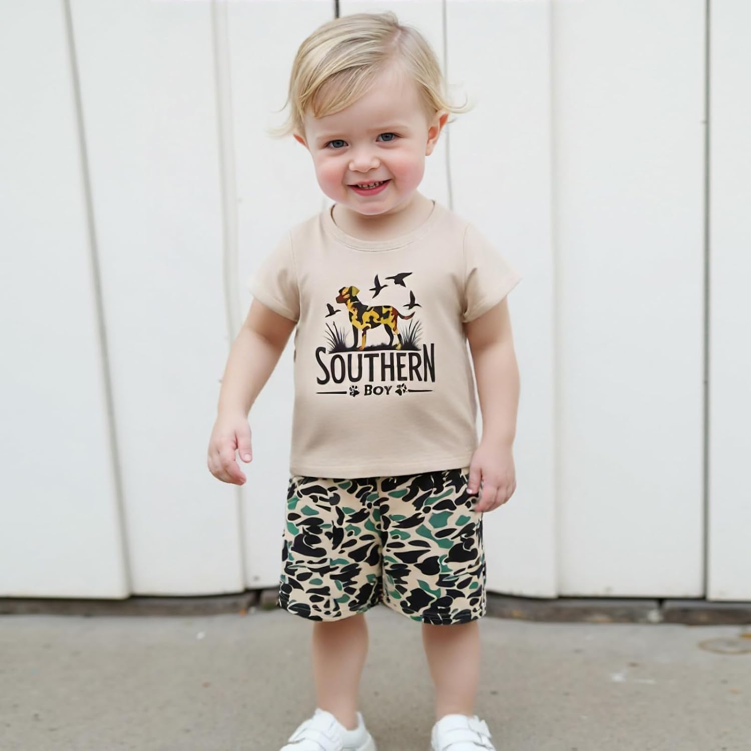 Toddler Baby Boy Summer Outfit Short Sleeve Duck Hunting T-Shirt Tops Casual Shorts Set Infant Newborn Clothes