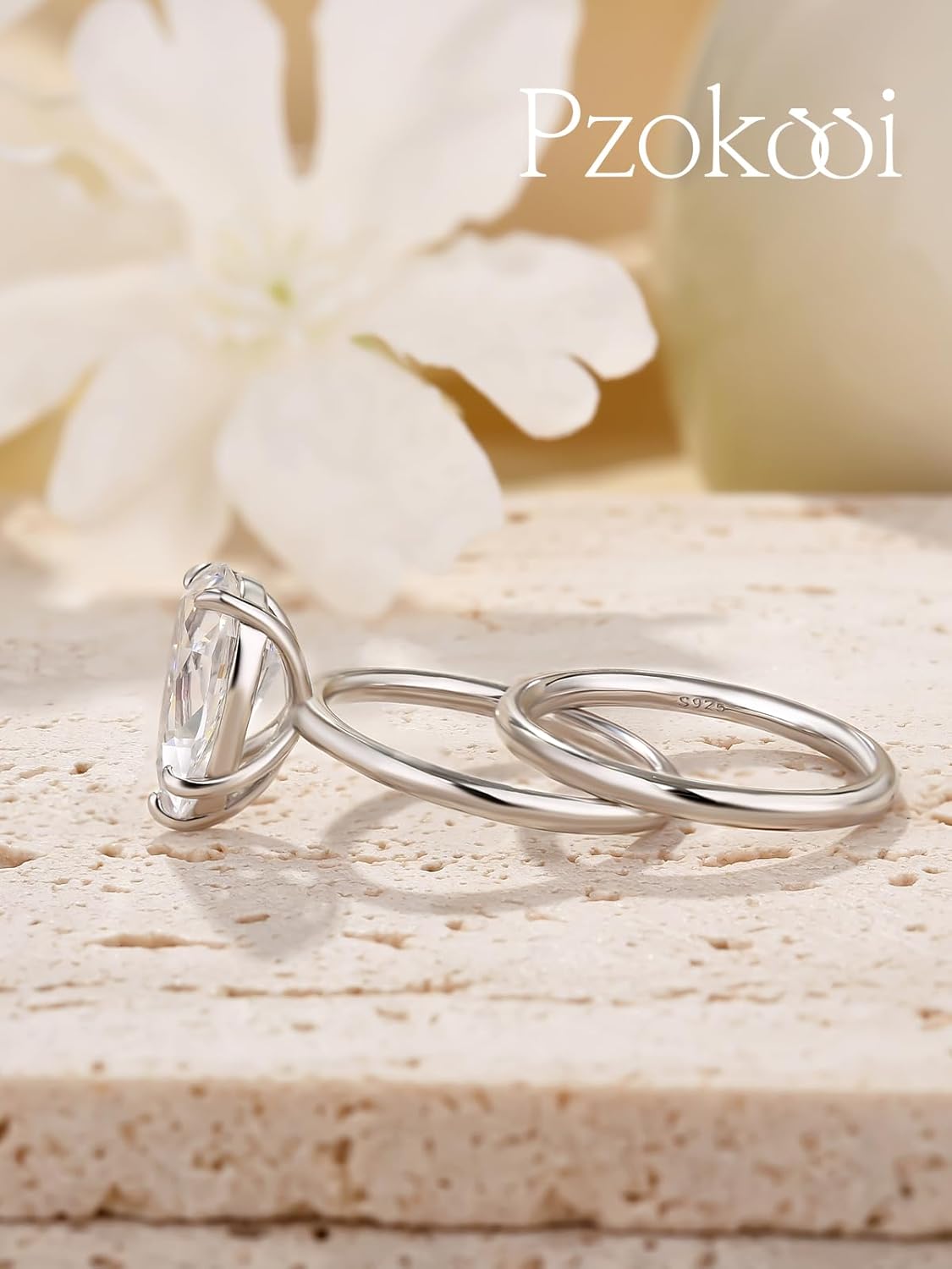 4.0ct Pear Shaped Wedding Ring Set for Women,No Tarnish 925 Sterling Silver 5A CZ Bridal Ring Set