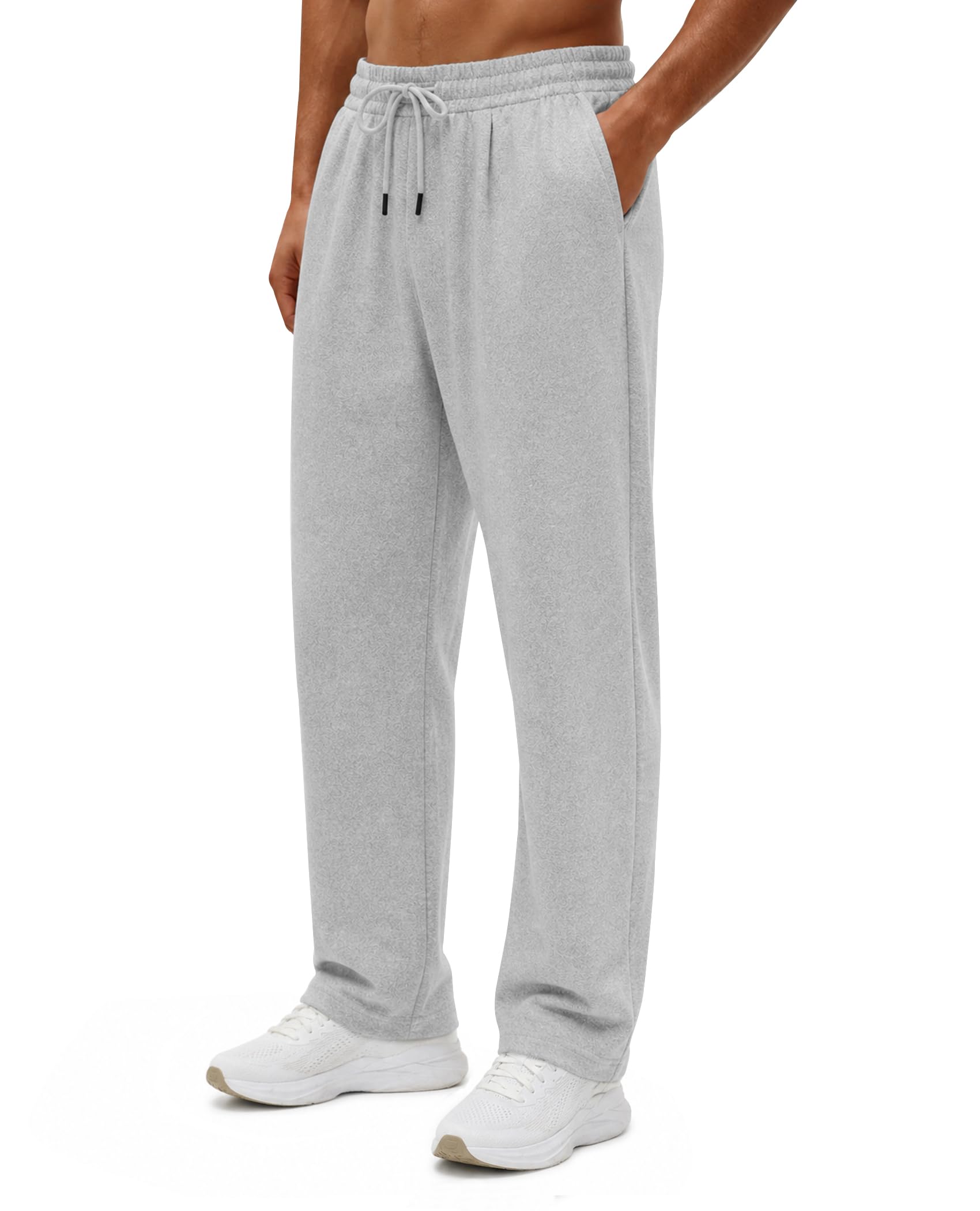 Mens Sweatpants Open Bottoms Gym Casual Pants with Pockets
