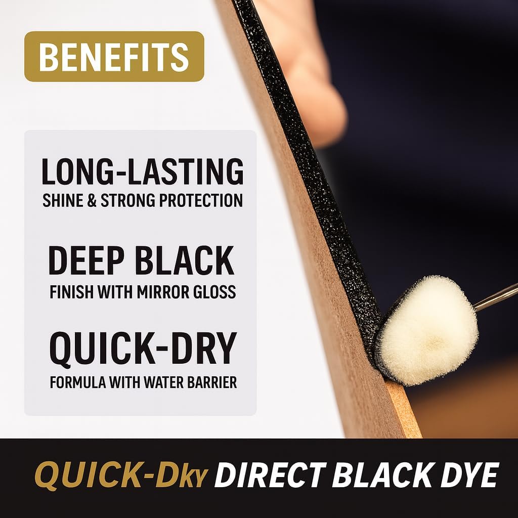 Black Leather Edge Coat for Leather Edges with Built-in Applicator for Purses, Belts, Shoes, Couches – Flexible, Water-Resistant Finish – Edge Sealer & Restorer (4oz)