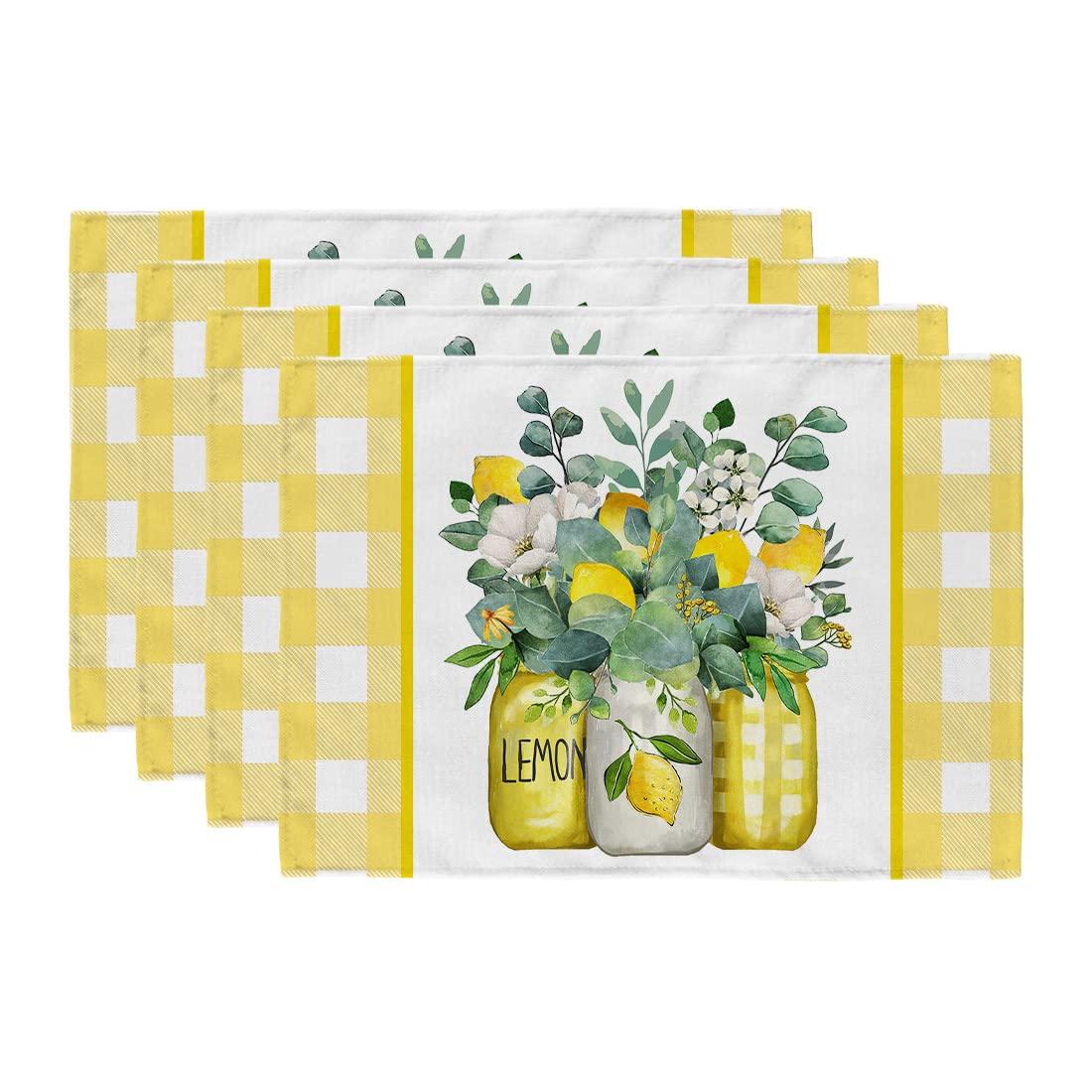 GEEORY Tischsets Mit Blumenmotiv – 4 Stück, 30,5x45,7 Cm, Schwarz, Aus Polyester, Für Küche & Garten