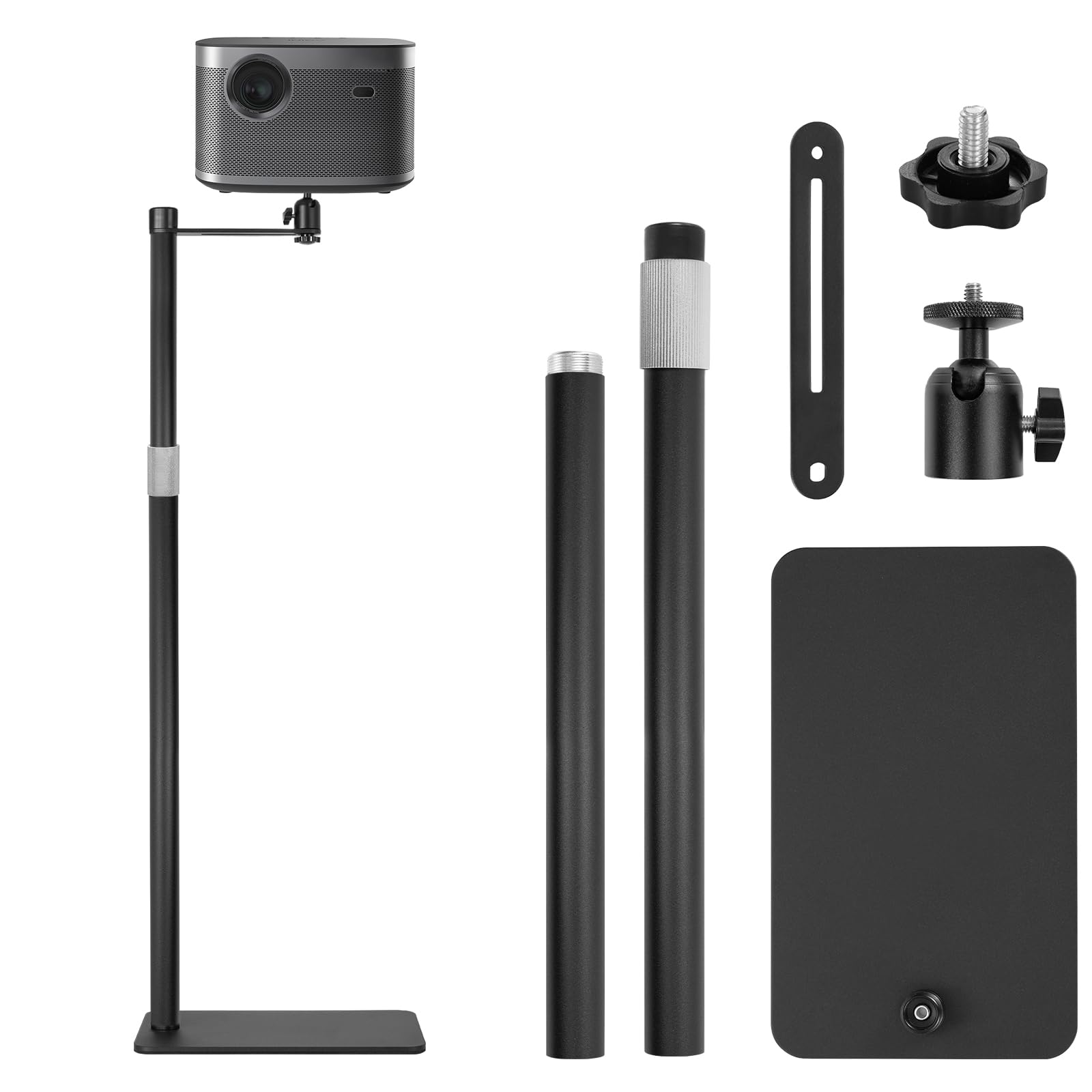 AKOZLIN Metall Projektorhalterung, 360° drehbare Projektorhalterung, höhenverstellbar, verdeckter L-förmiger Bodenständer (Sofa-Stand-Projector-N)
